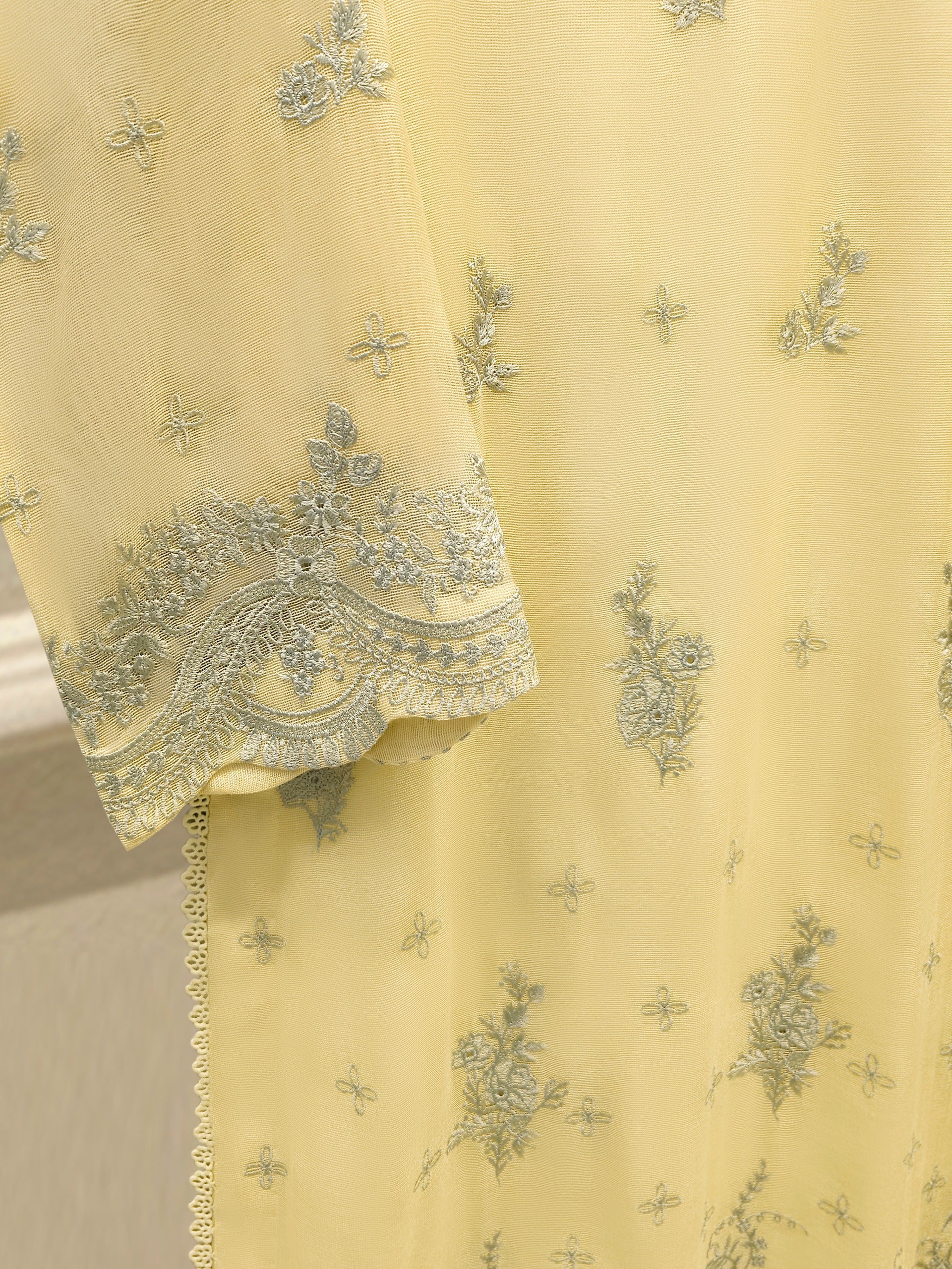 3 Piece - Pure Embroidered Cotton Net Suit S114155 - Image 3