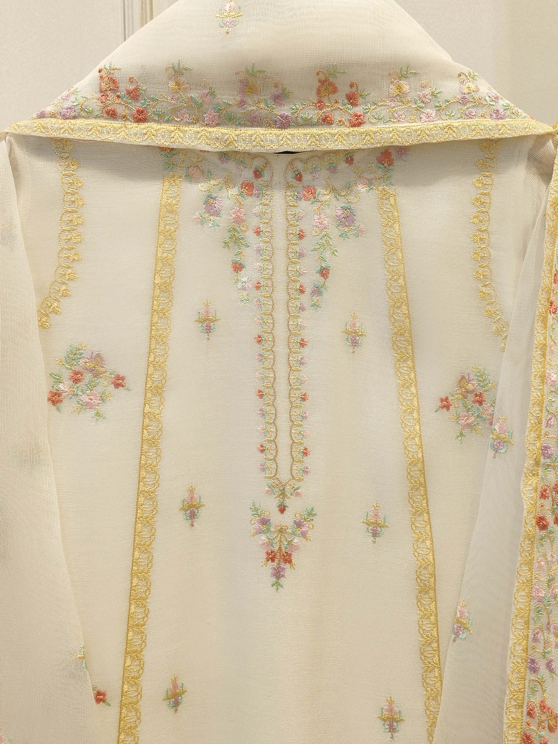 3 Piece - Pure Embroidered Cotton Net Suit S114236 - Image 2
