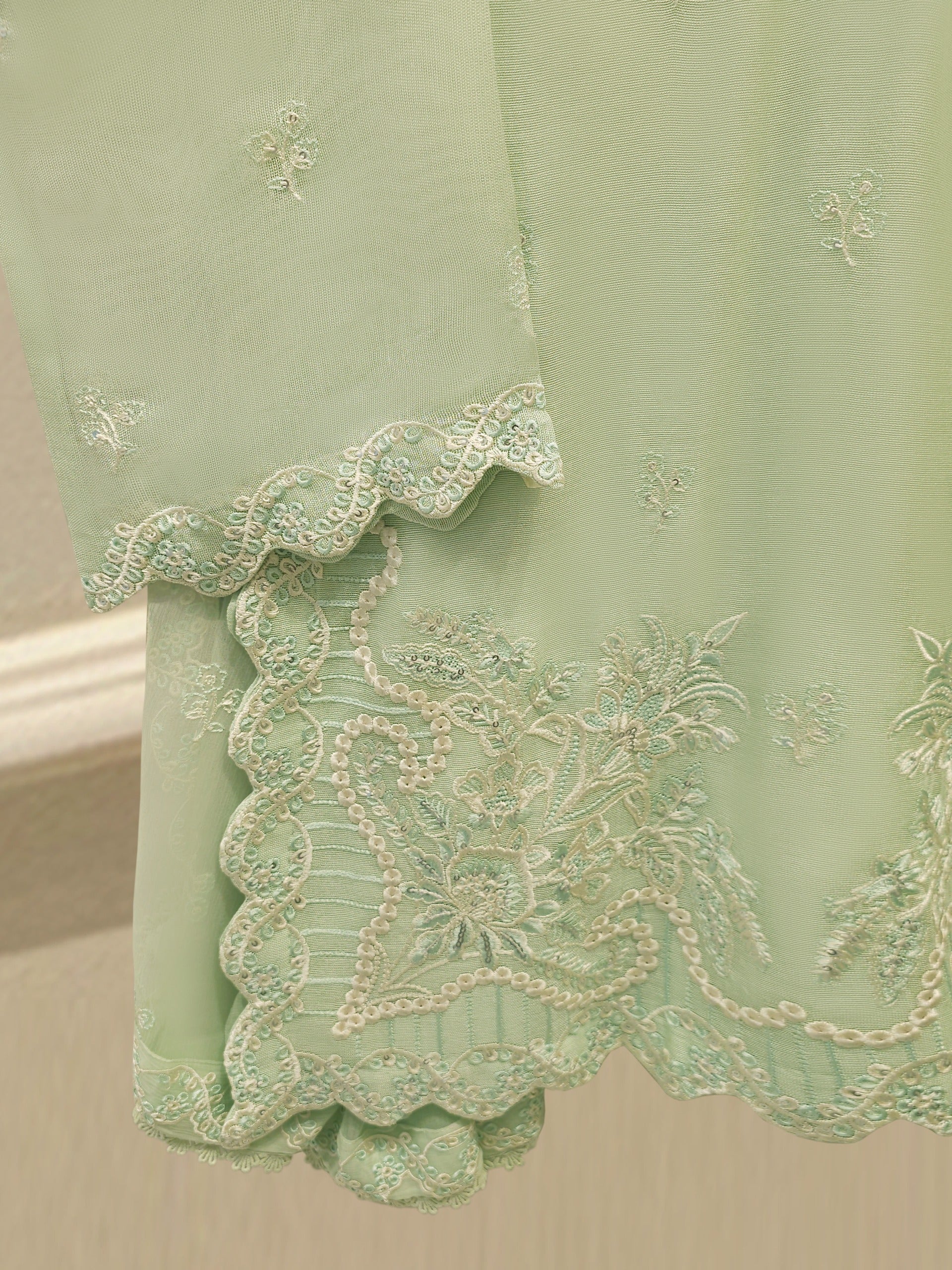 3 Piece - Pure Embroidered Cotton Net Suit S114250 - Image 3