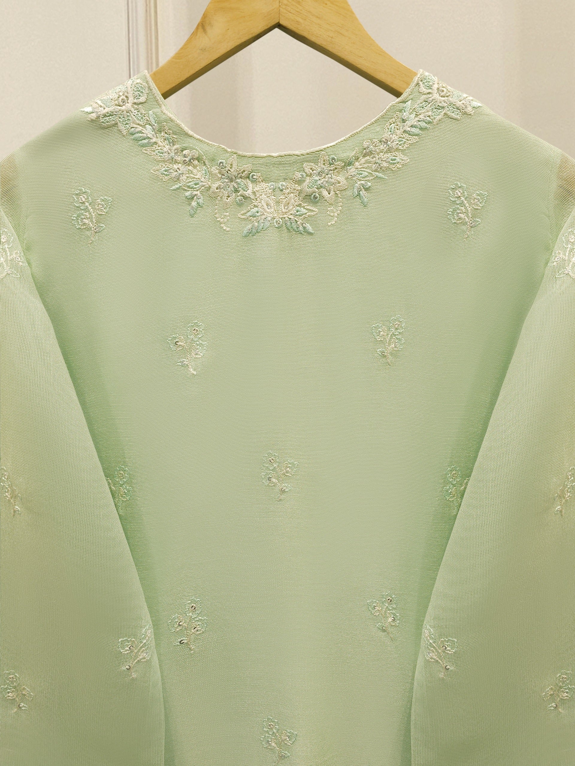 3 Piece - Pure Embroidered Cotton Net Suit S114250 - Image 4