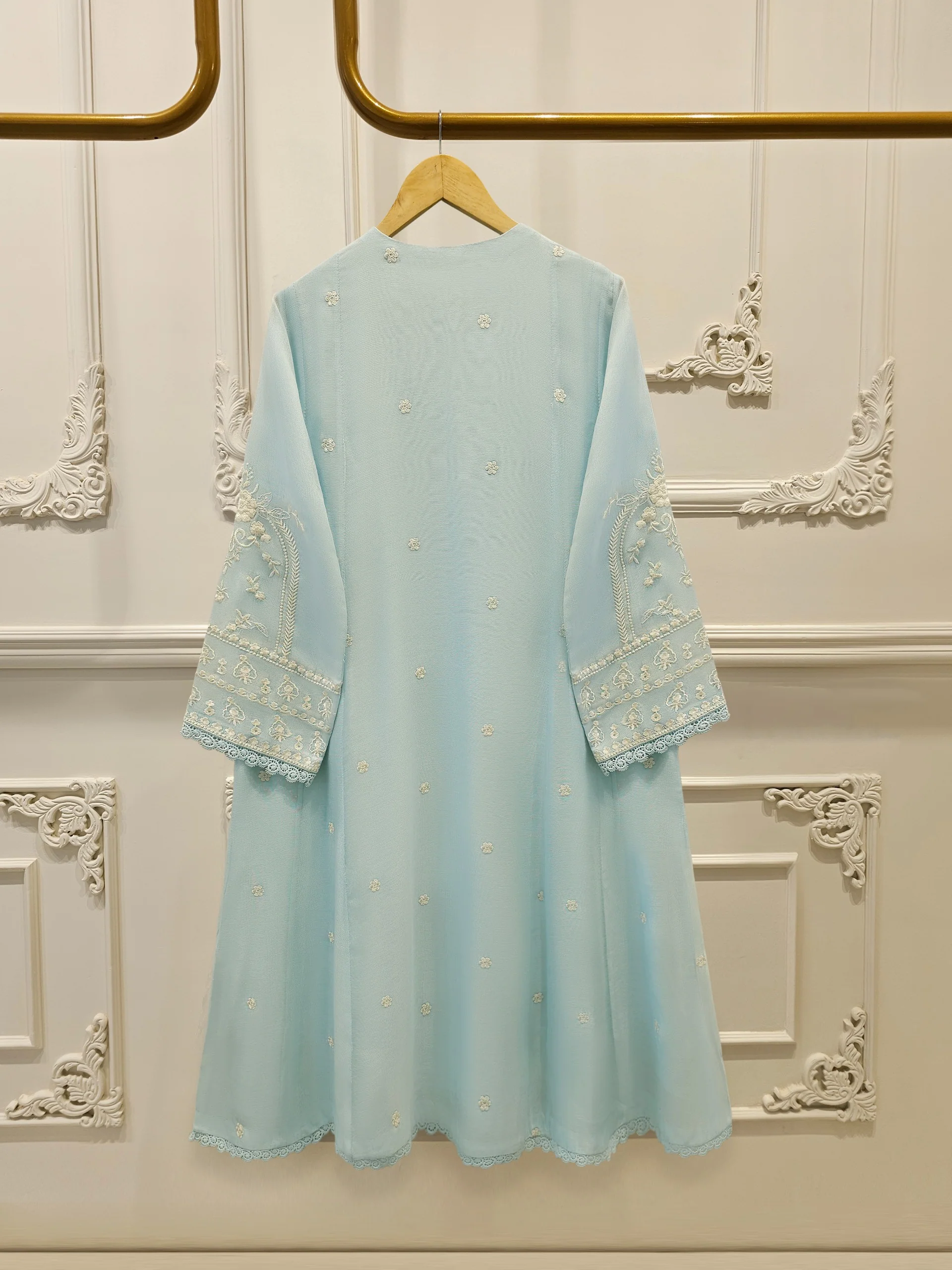 3 Piece - Pure Embroidered Cotton Net Suit S114254 - Image 5