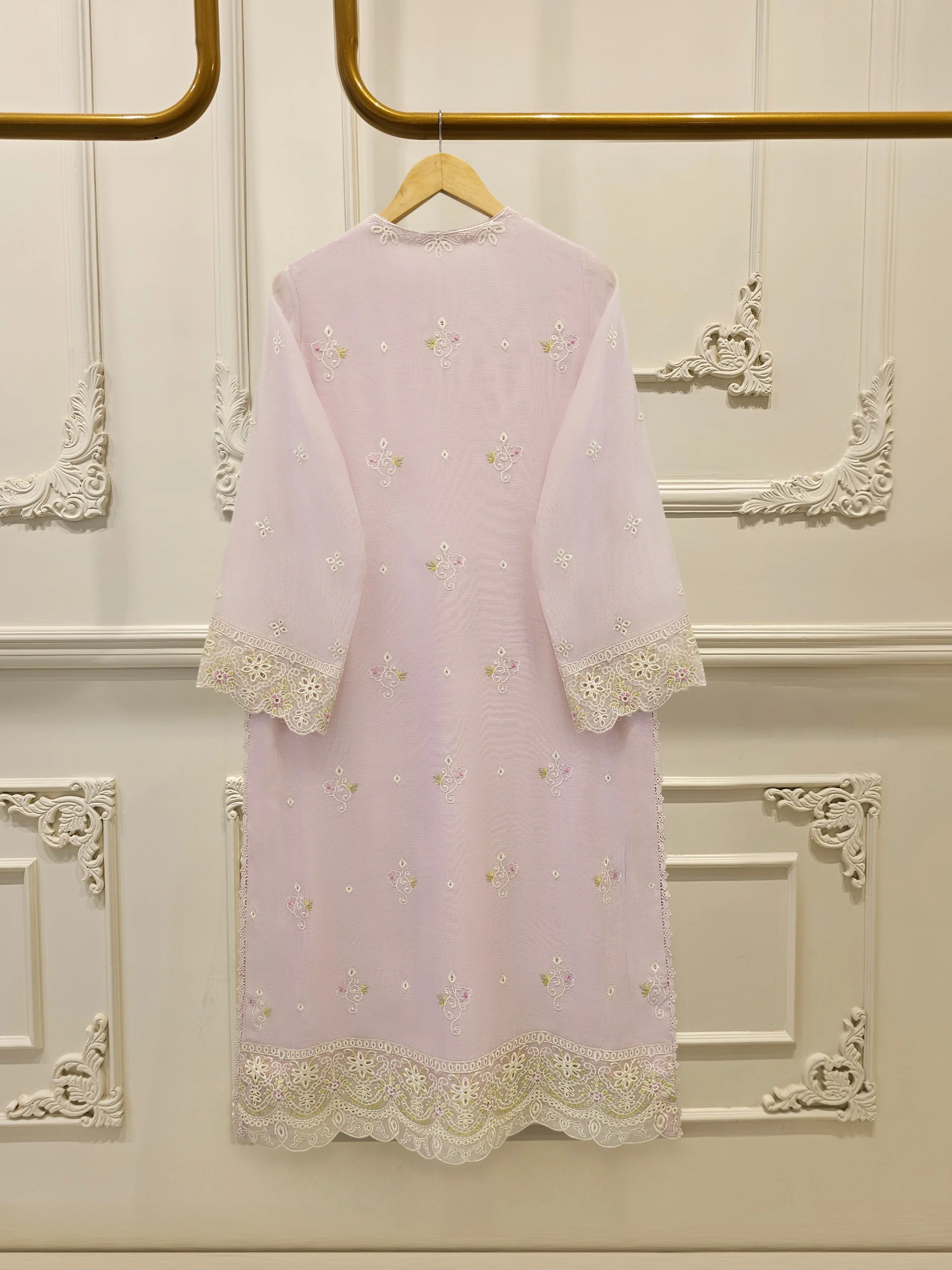 3 Piece - Pure Embroidered Cotton Net Suit S114258 - Image 2