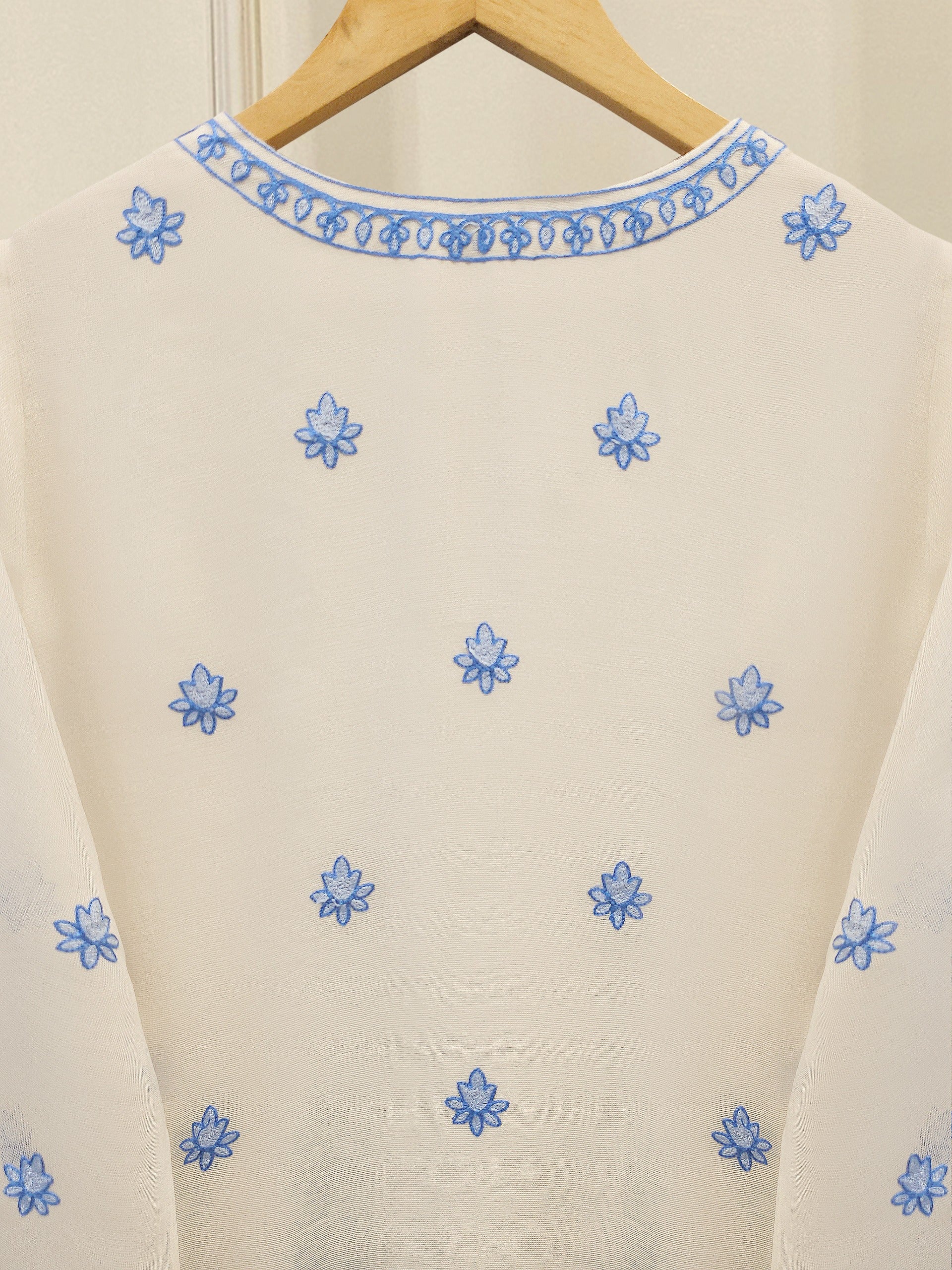 3 Piece - Pure Embroidered Cotton Net Suit S114301 - Image 6