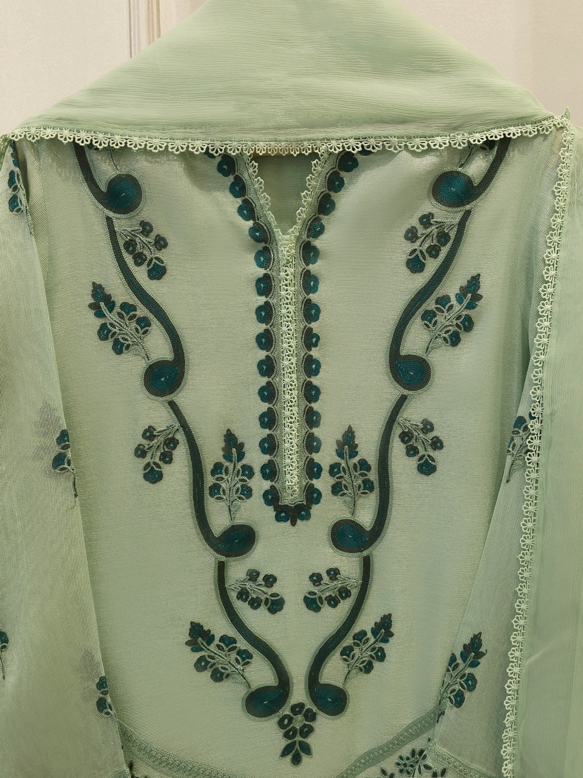 3 Piece - Pure Embroidered Cotton Net Suit S114302 - Image 2