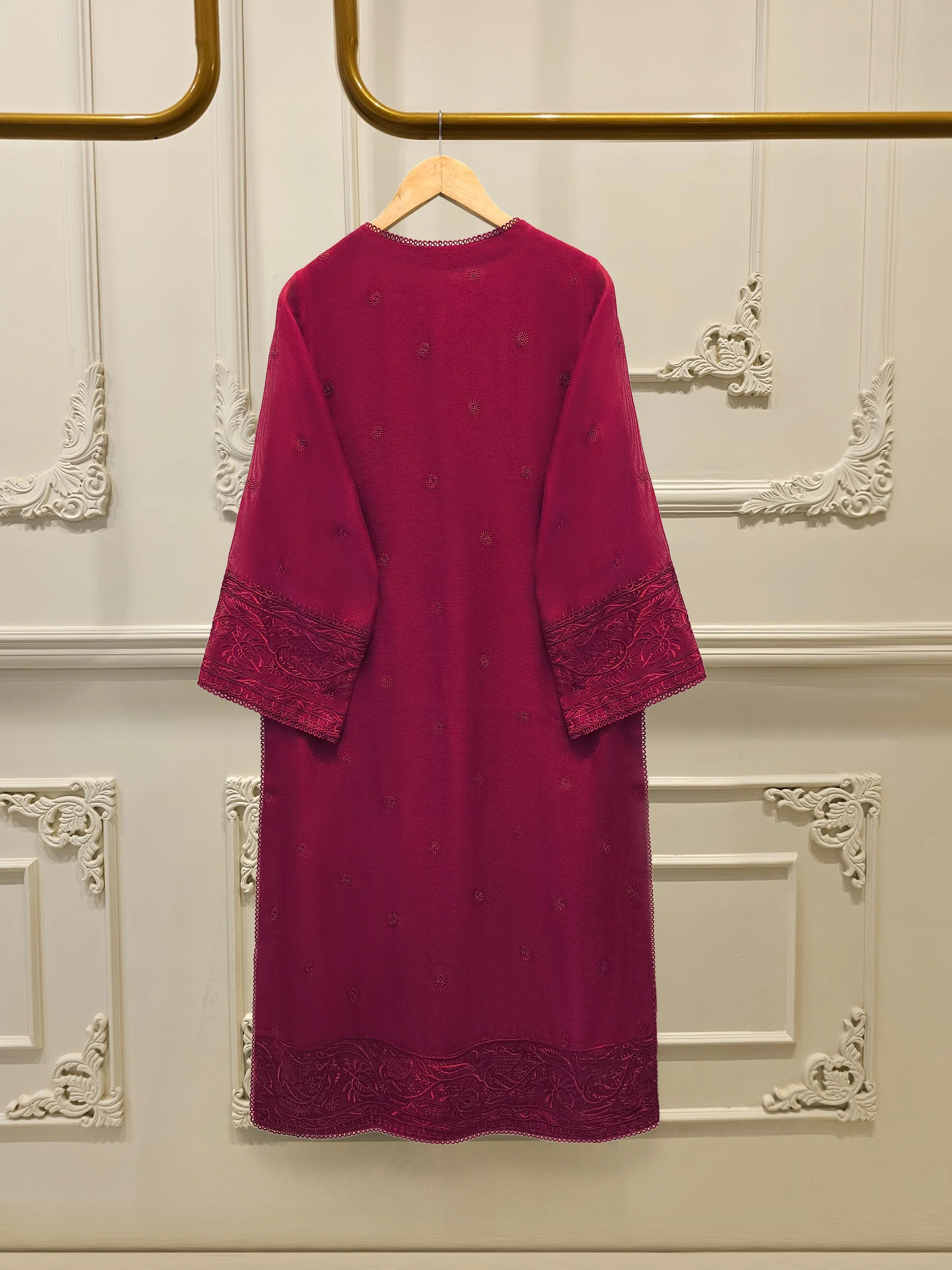 3 Piece - Pure Embroidered Cotton Net Suit S114304 - Image 5