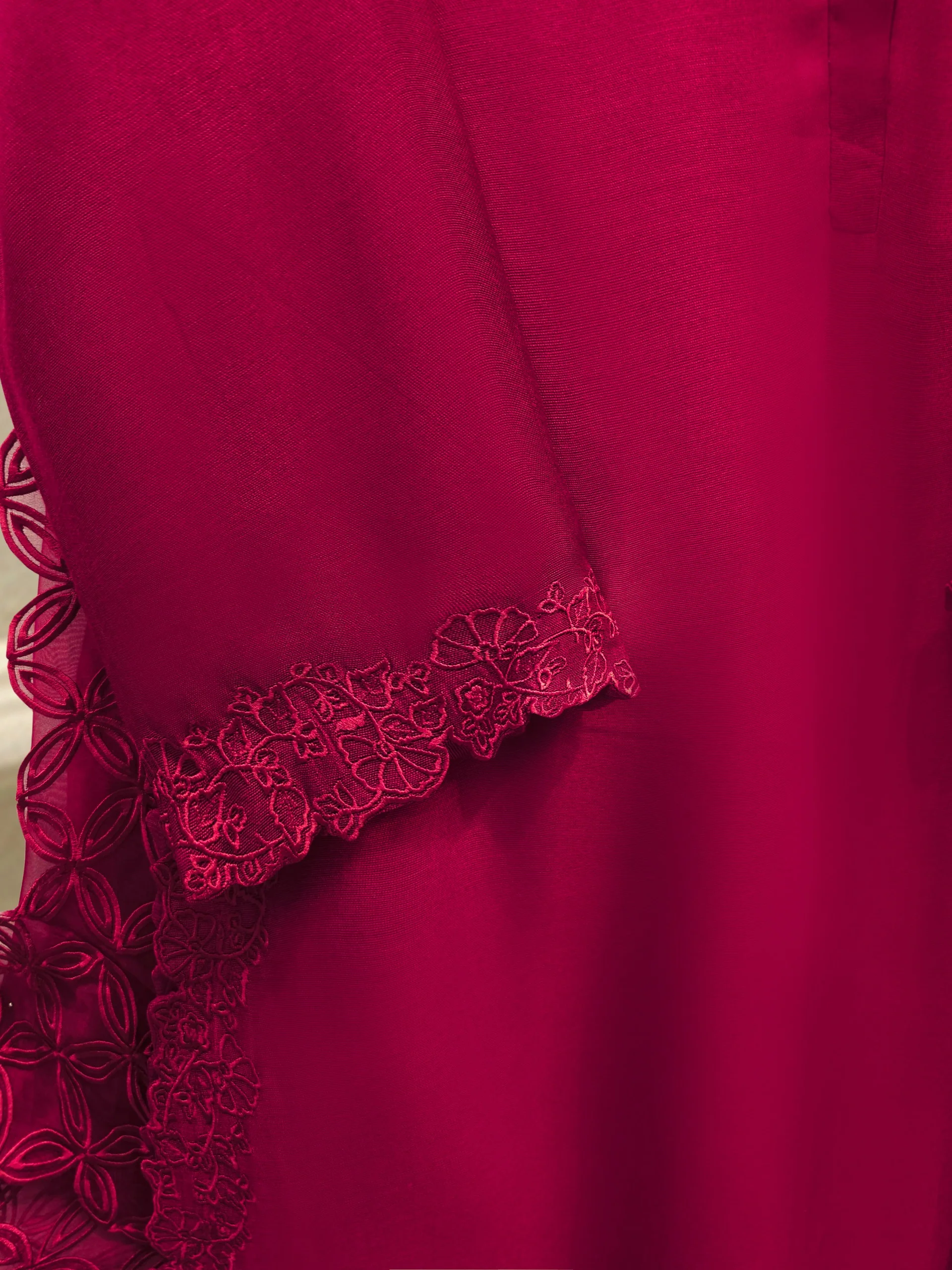 3 Piece - Pure Embroidered Cotton Net Suit S114338 - Image 4