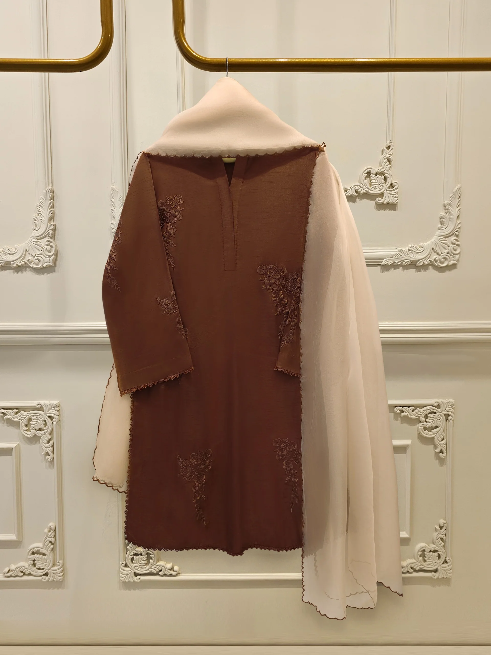 3 Piece - Pure Embroidered Korean Silk Suit S114278