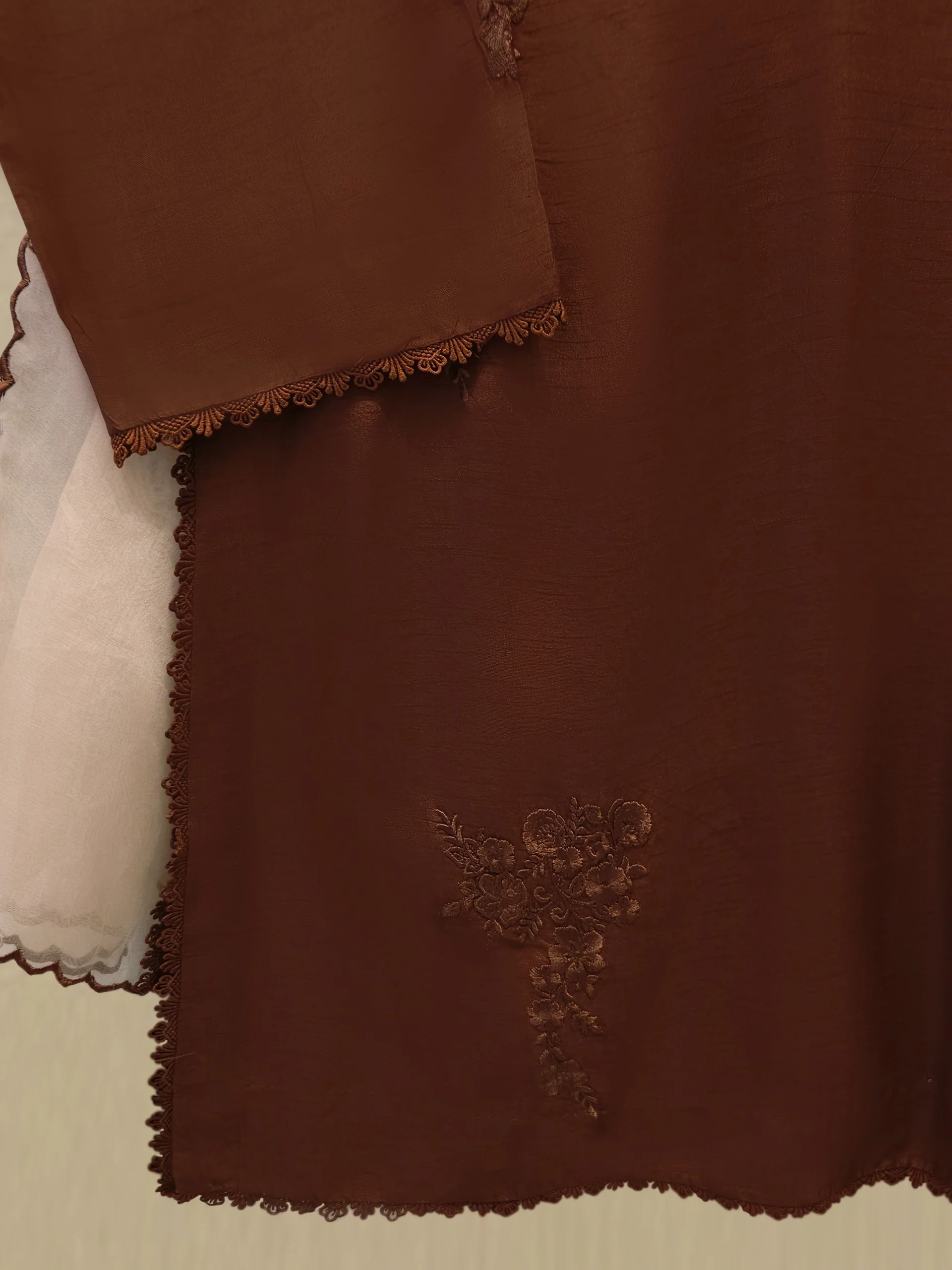 3 Piece - Pure Embroidered Korean Silk Suit S114278 - Image 3