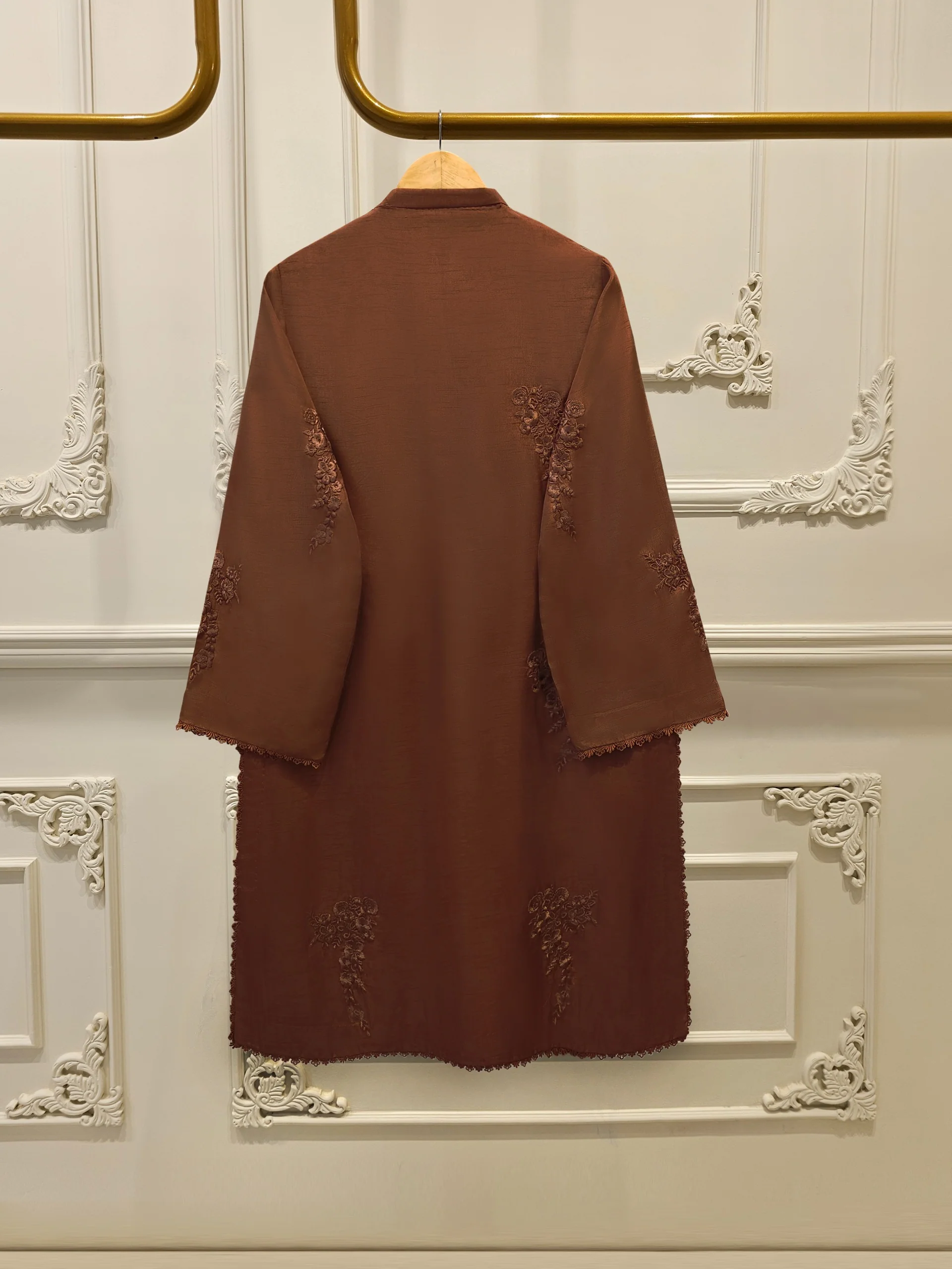 3 Piece - Pure Embroidered Korean Silk Suit S114278 - Image 4