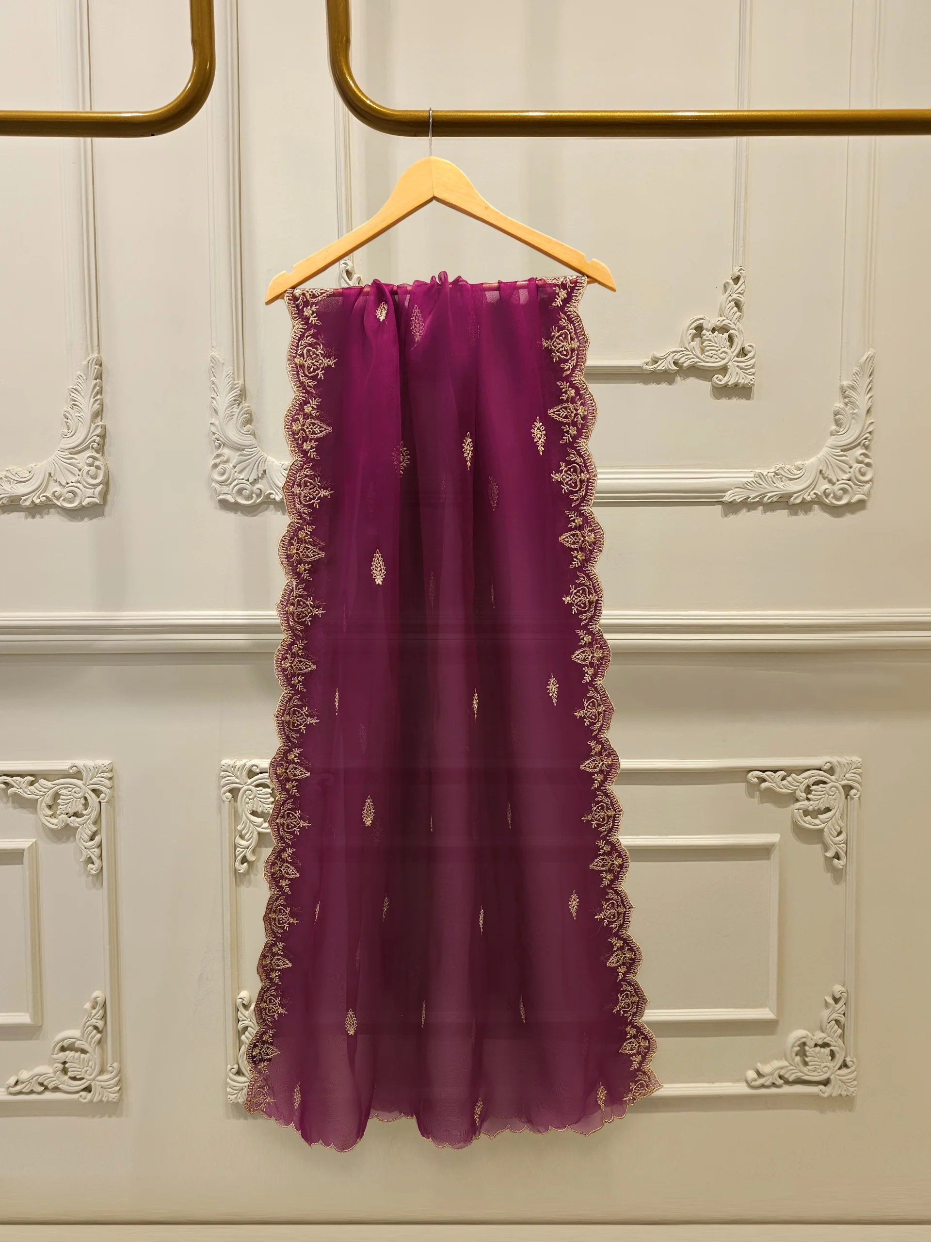3 Piece-  Pure Embroidered Sheesha Silk Suit S112927 - Image 6