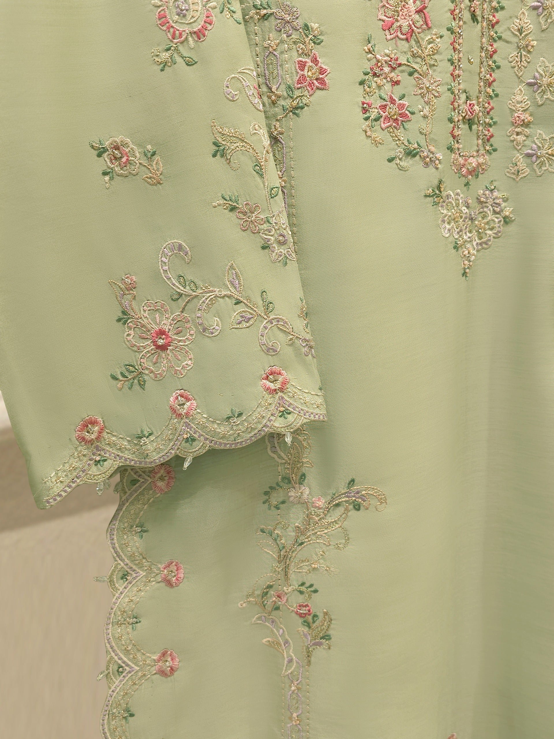 3 Piece - Pure Khaddi Silk Embroidered Suit S114061 - Image 3