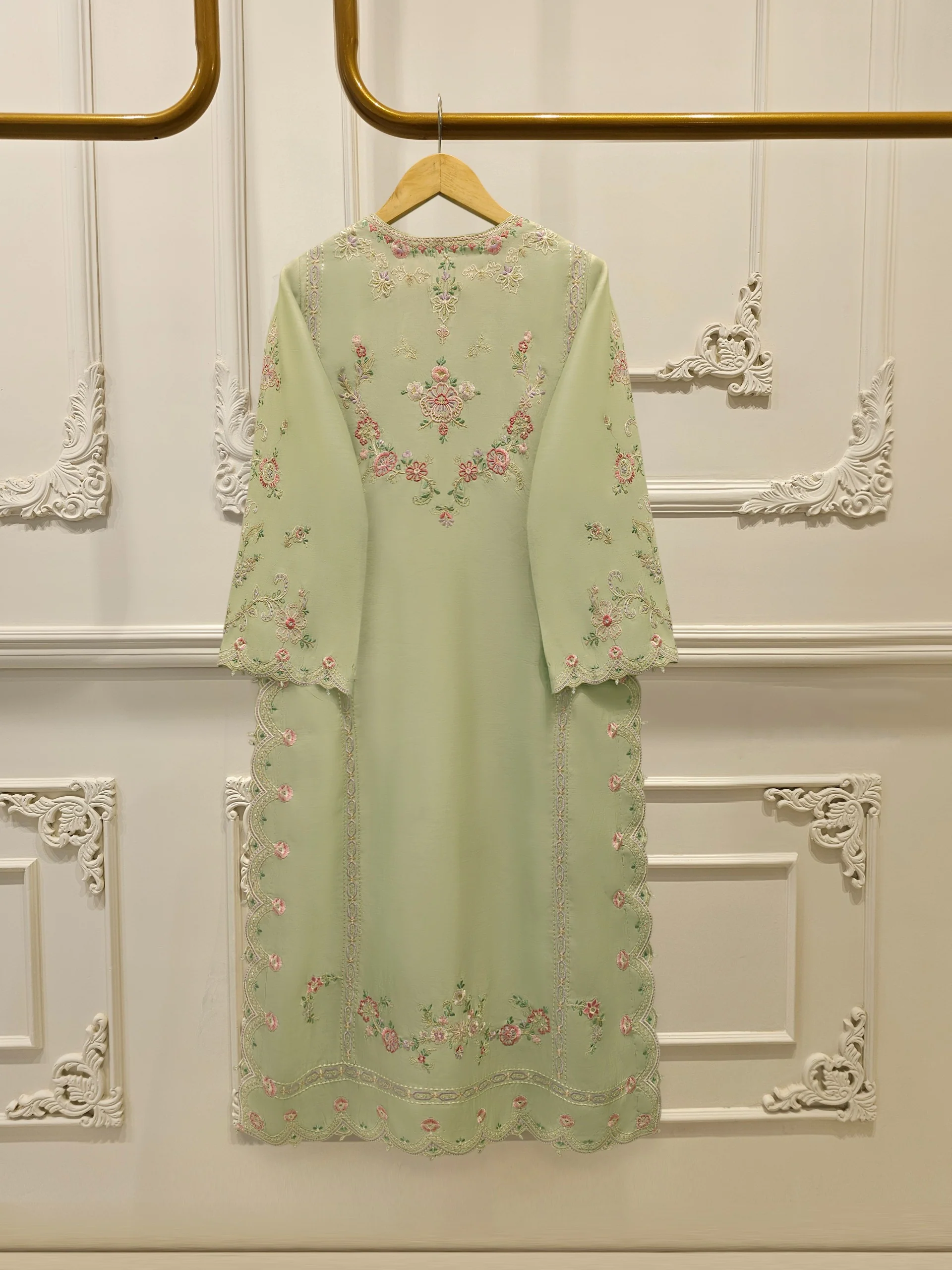 3 Piece - Pure Khaddi Silk Embroidered Suit S114061 - Image 5