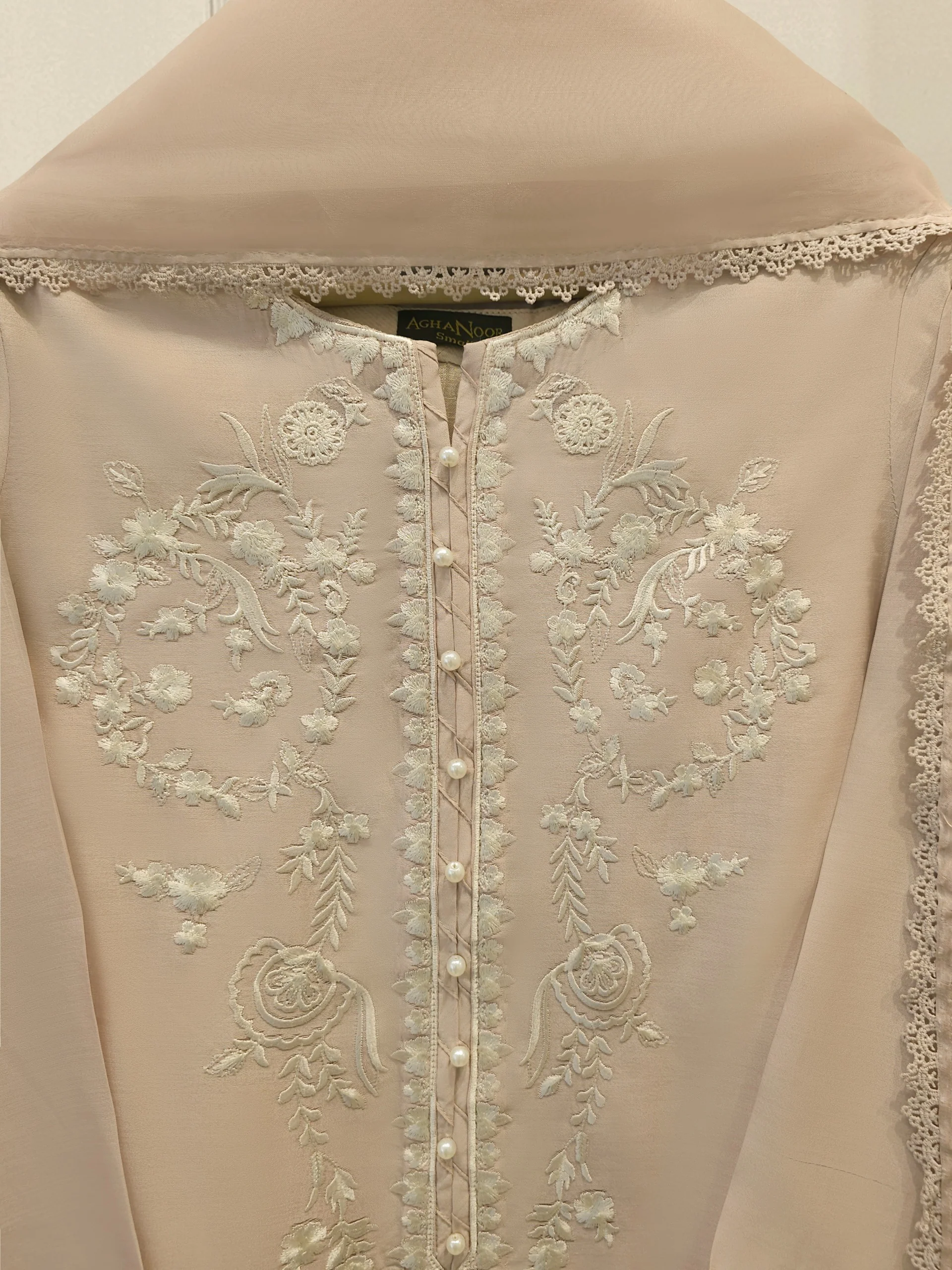 3 Piece - Pure Khaddi Silk Embroidered Suit S114283 - Image 2
