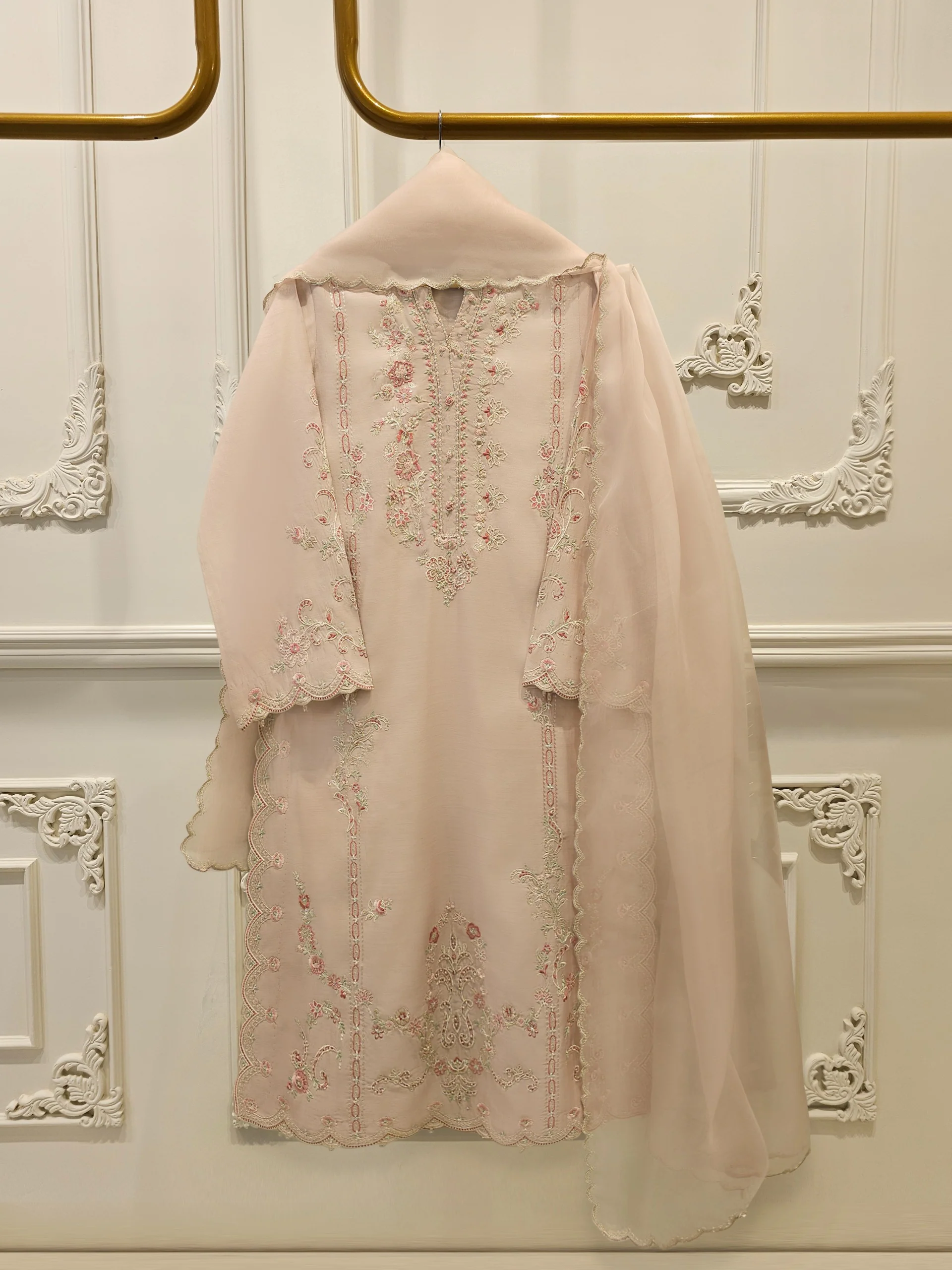 3 Piece- Pure Khadi Silk Embroidered Suit S113657