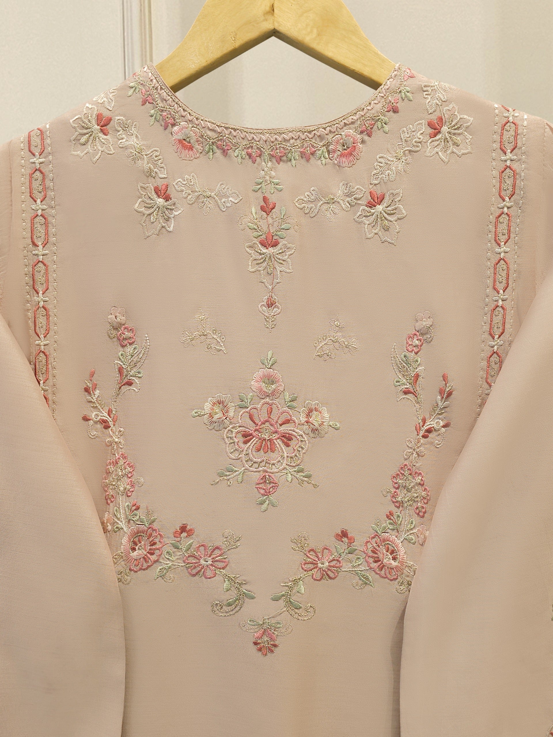 3 Piece- Pure Khadi Silk Embroidered Suit S113657 - Image 5