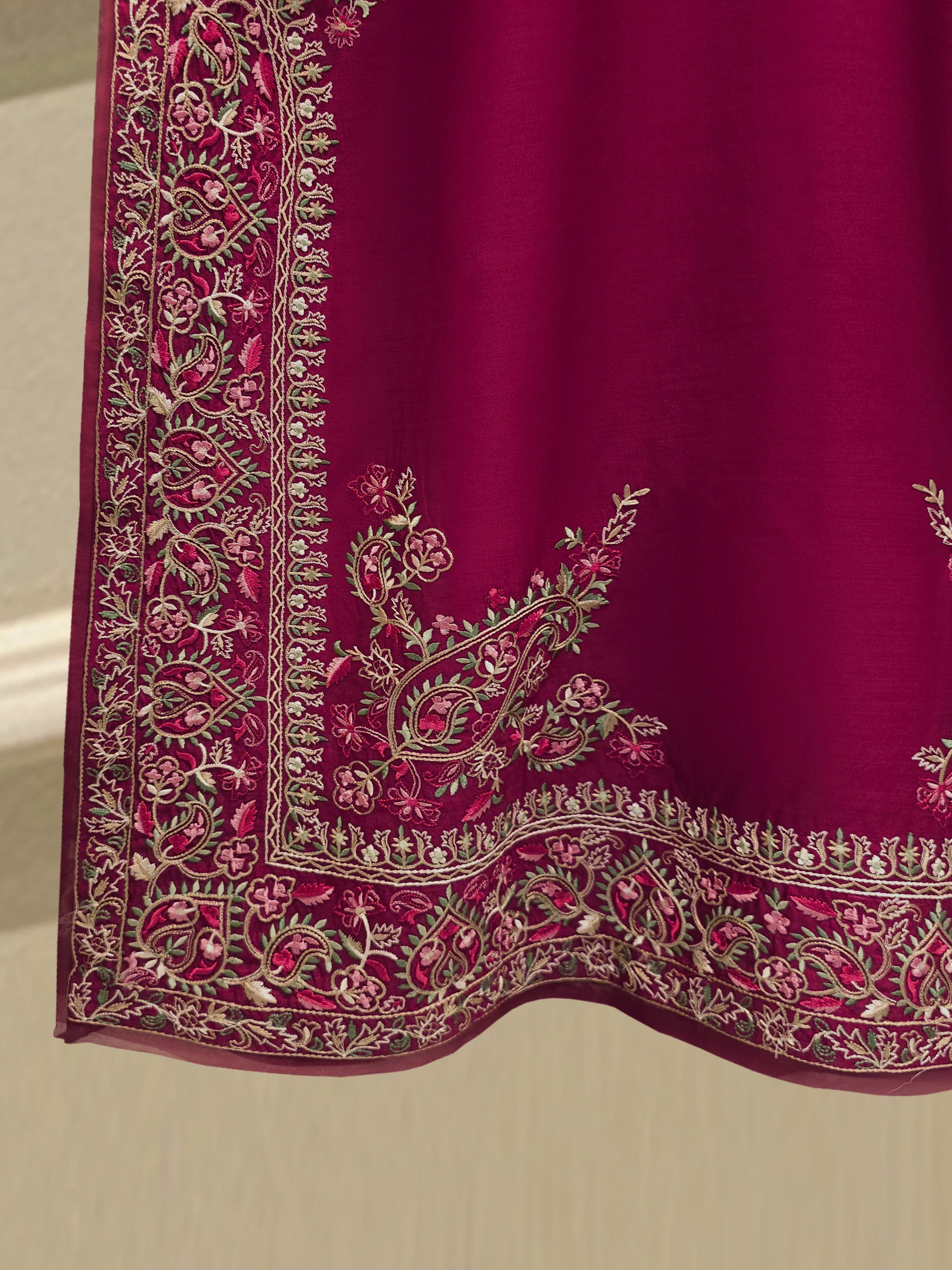 3 Piece- Pure Khadi Silk Embroidered Suit S113723 - Image 5