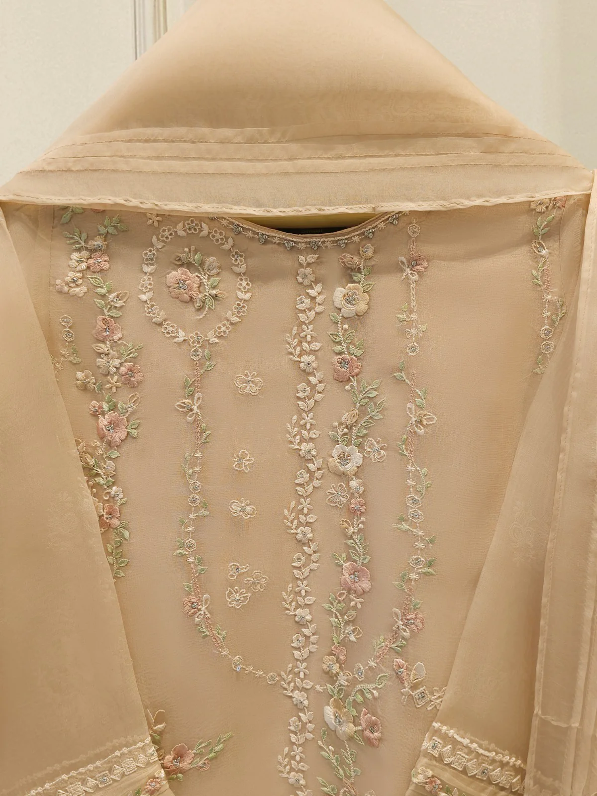 3 Piece - Pure Organza Embroidered Suit S113112 - Image 2