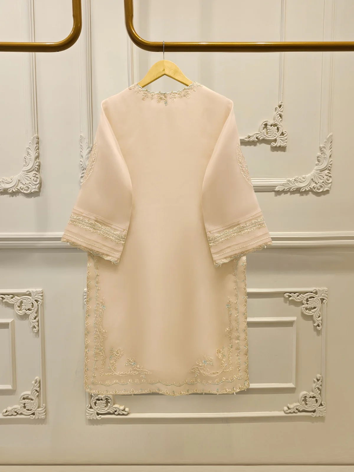 3 Piece - Pure Organza Embroidered Suit S113262 - Image 4