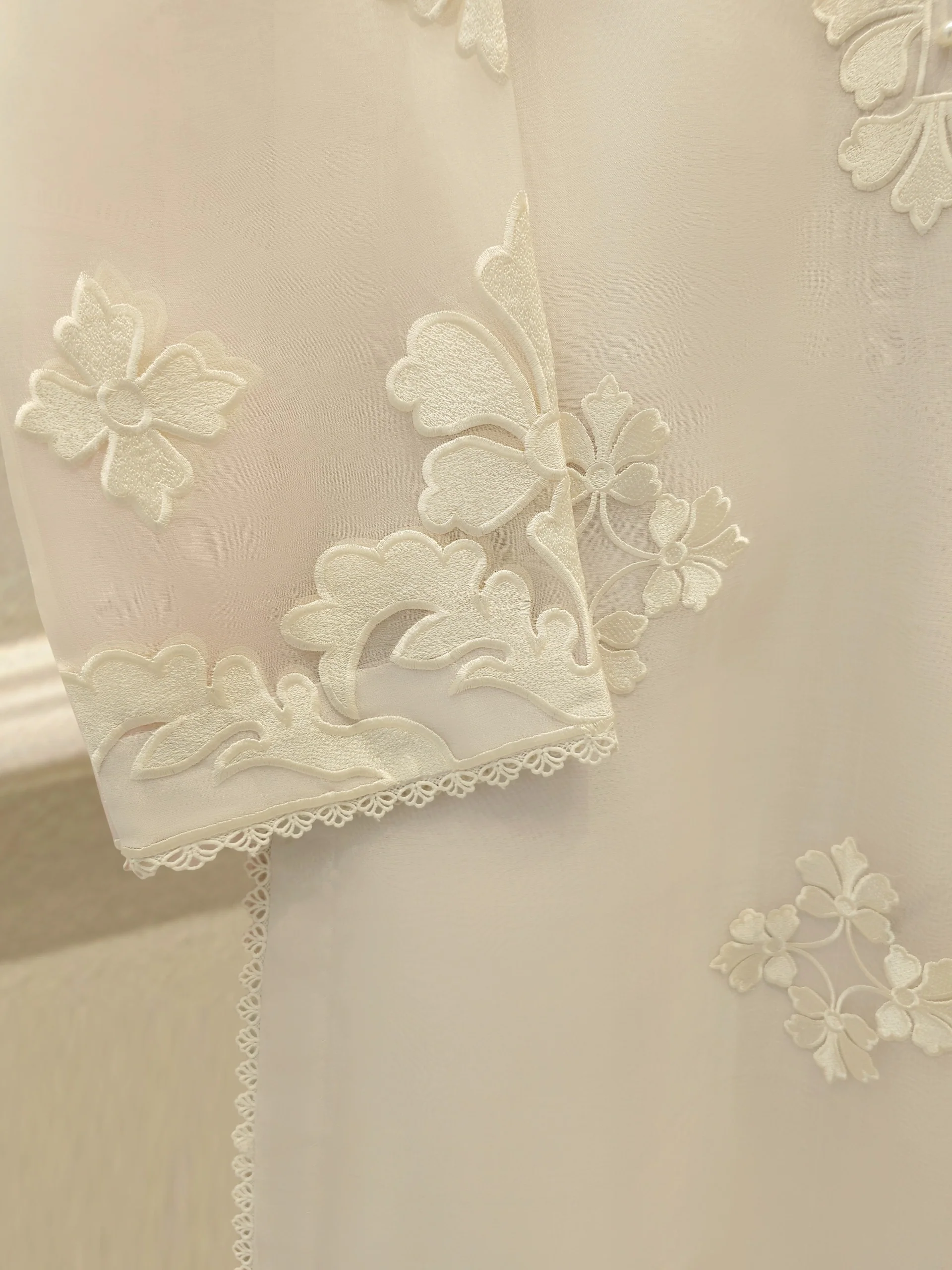 3 Piece - Pure Organza Embroidered Suit S113571 - Image 3