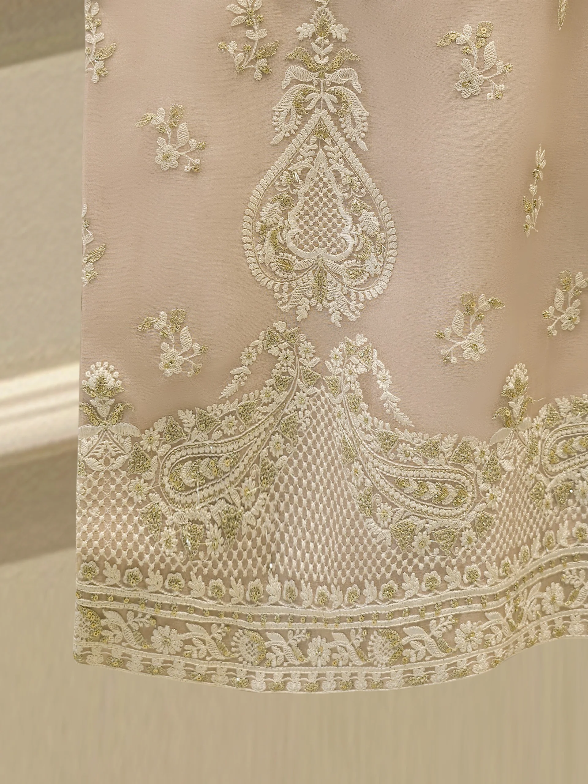 3 Piece - Pure Organza Embroidered Suit S114060 - Image 4