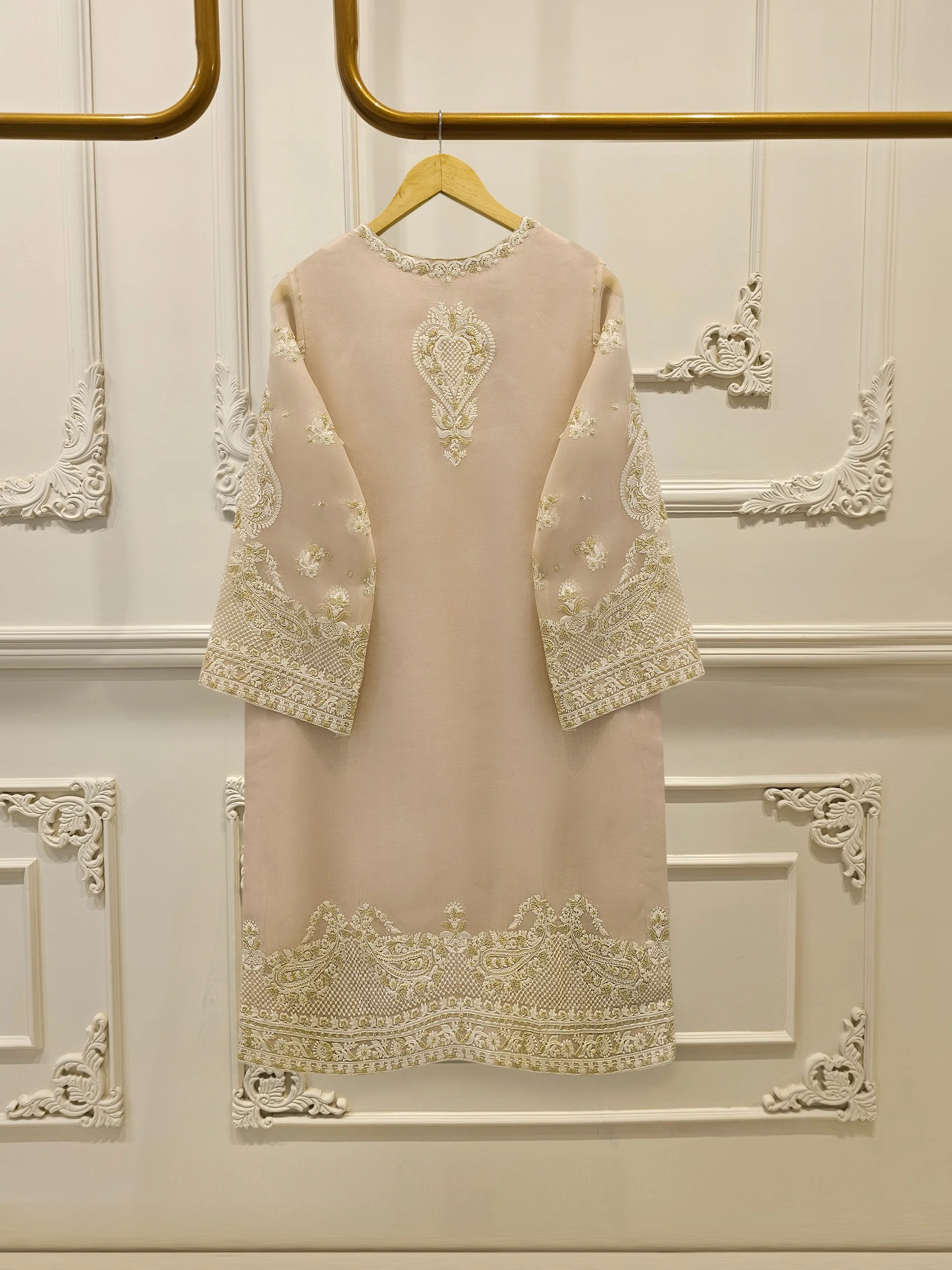 3 Piece - Pure Organza Embroidered Suit S114060 - Image 5
