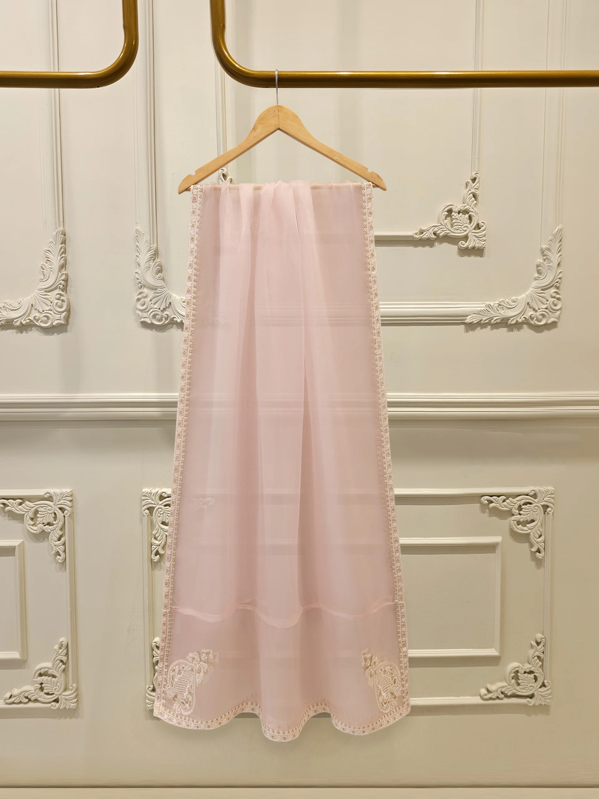 3 Piece - Pure Organza Embroidered Suit S114060 - Image 8