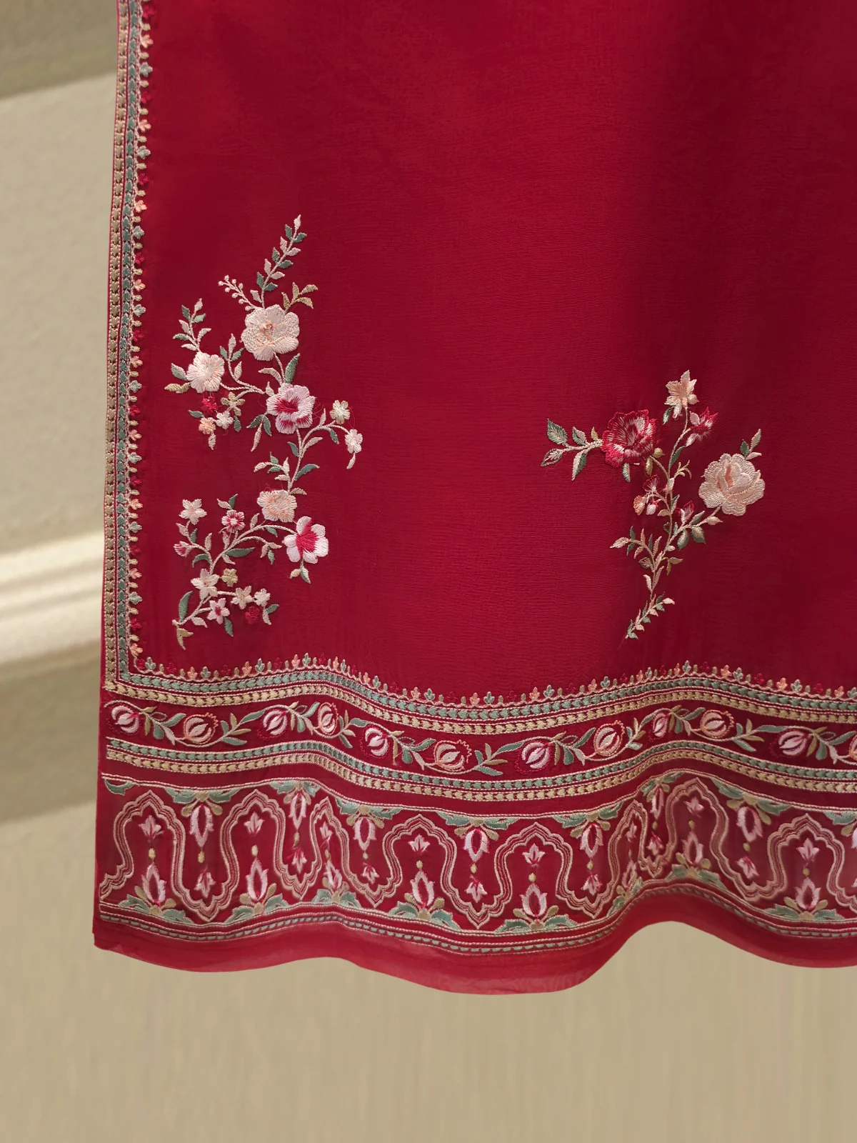 3 Piece - Pure Organza Embroidered Suit S114192 - Image 6