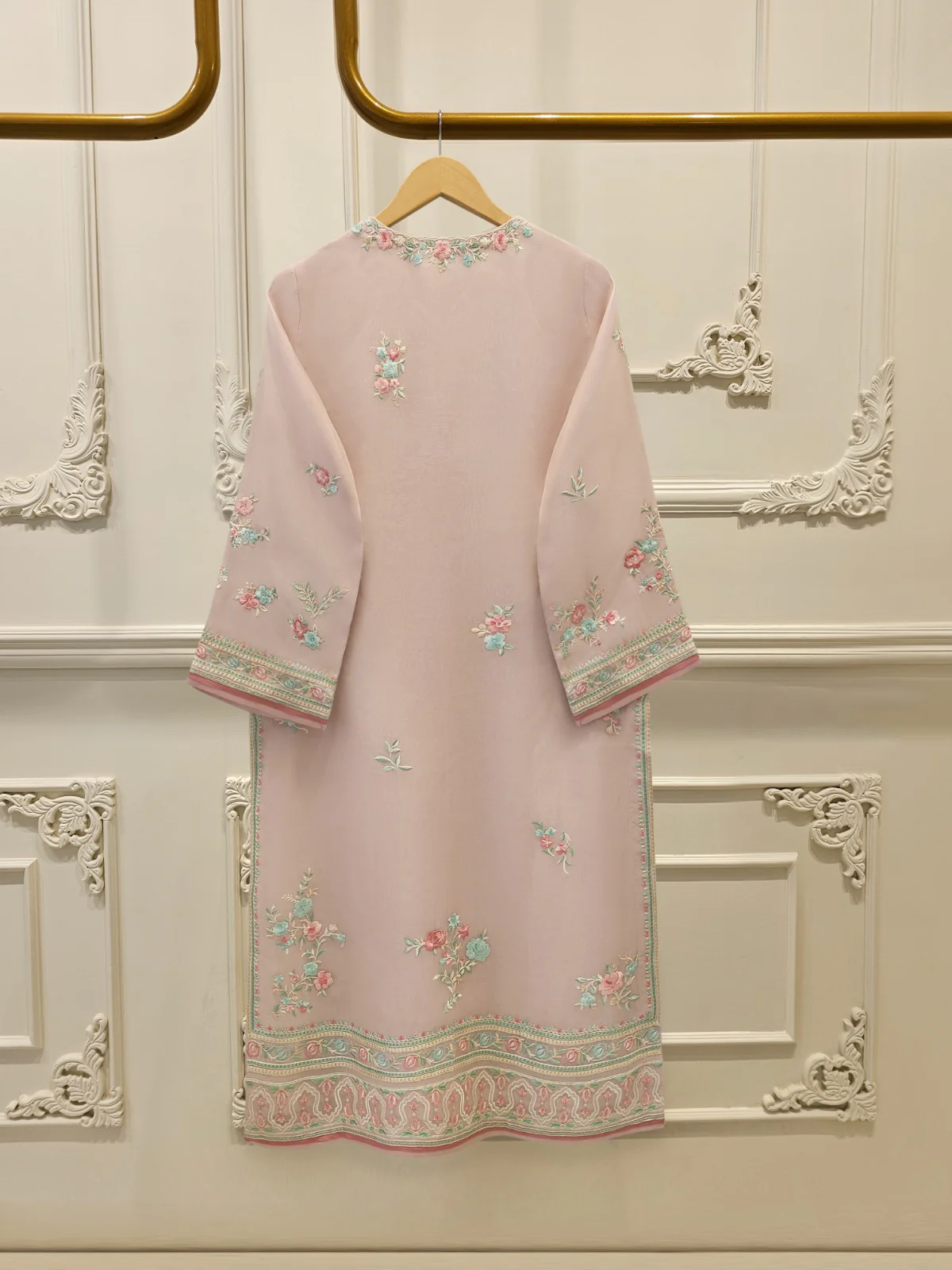 3 Piece - Pure Organza Embroidered Suit S114193 - Image 6