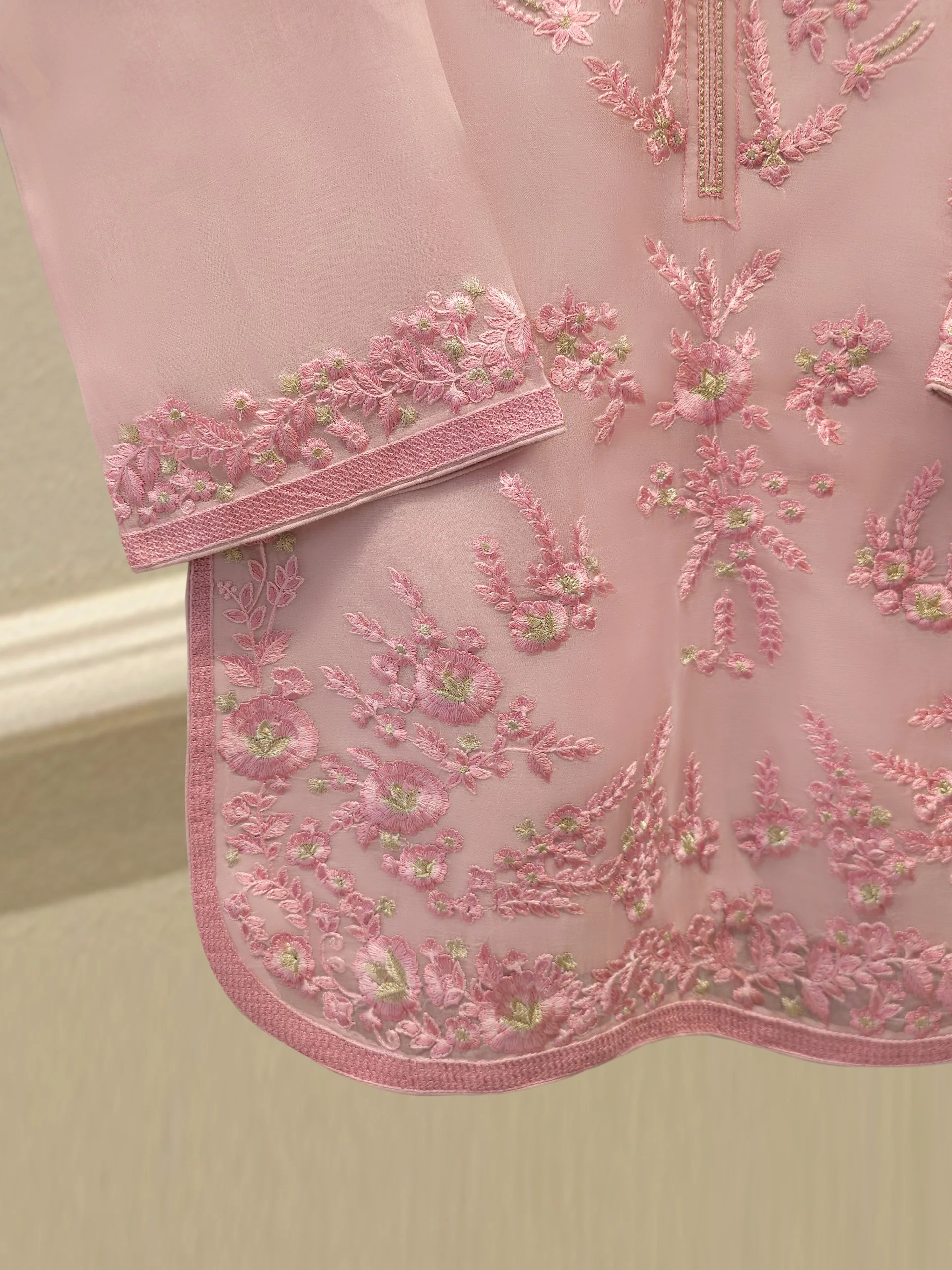 3 Piece - Pure Organza Embroidered Suit S114205 - Image 3