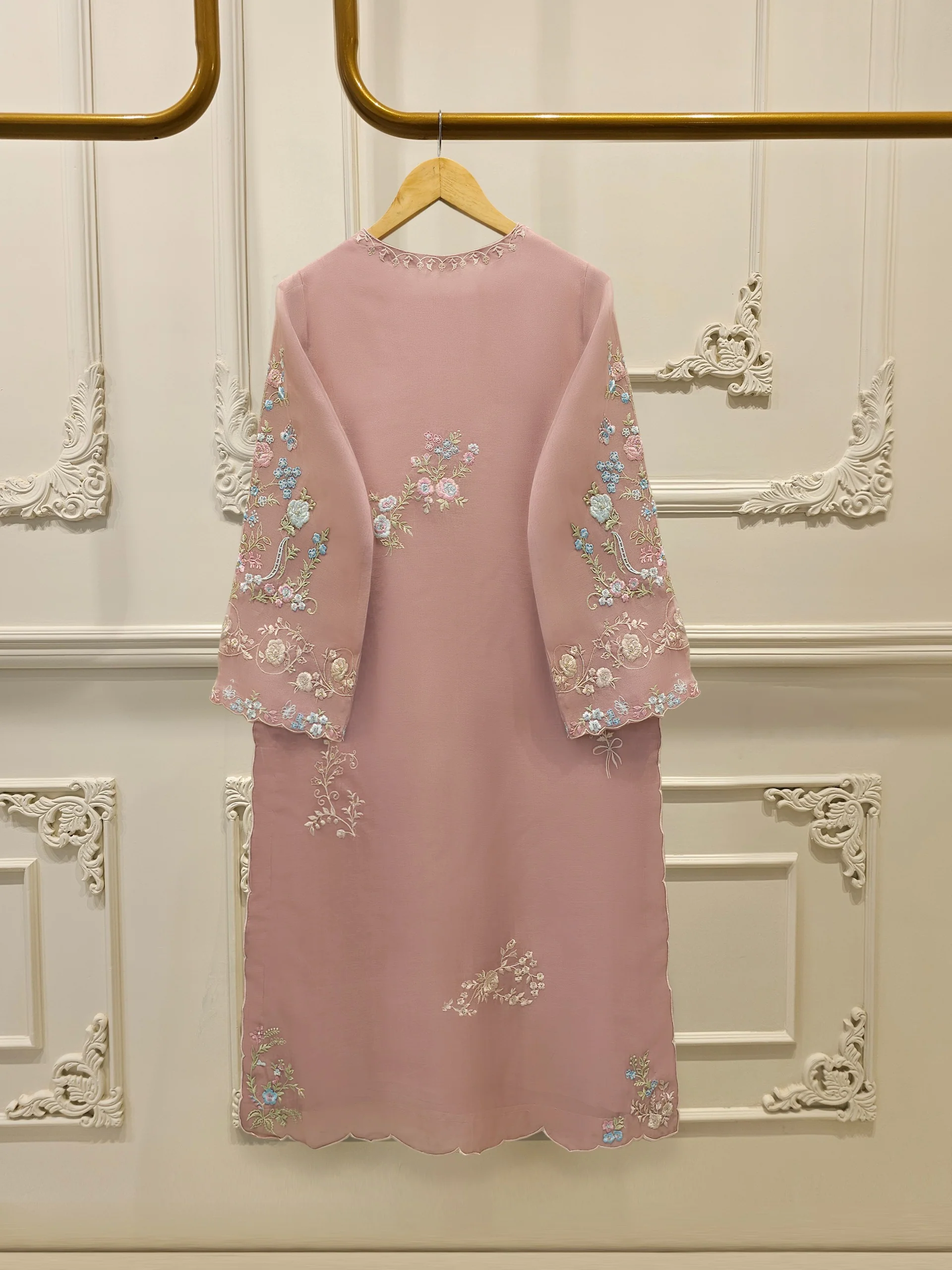 3 Piece - Pure Organza Embroidered Suit S114272 - Image 5