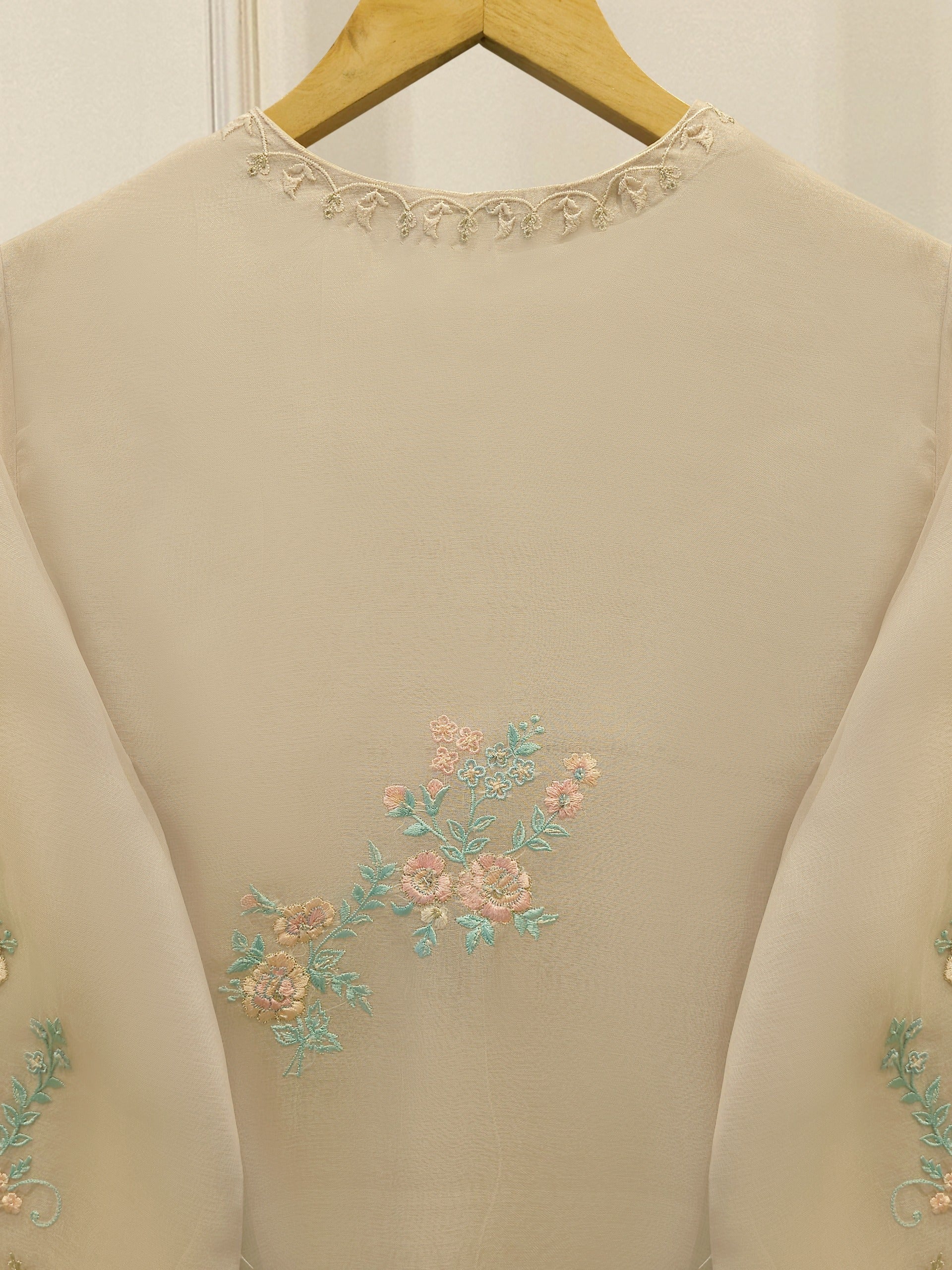 3 Piece - Pure Organza Embroidered Suit S114277 - Image 6