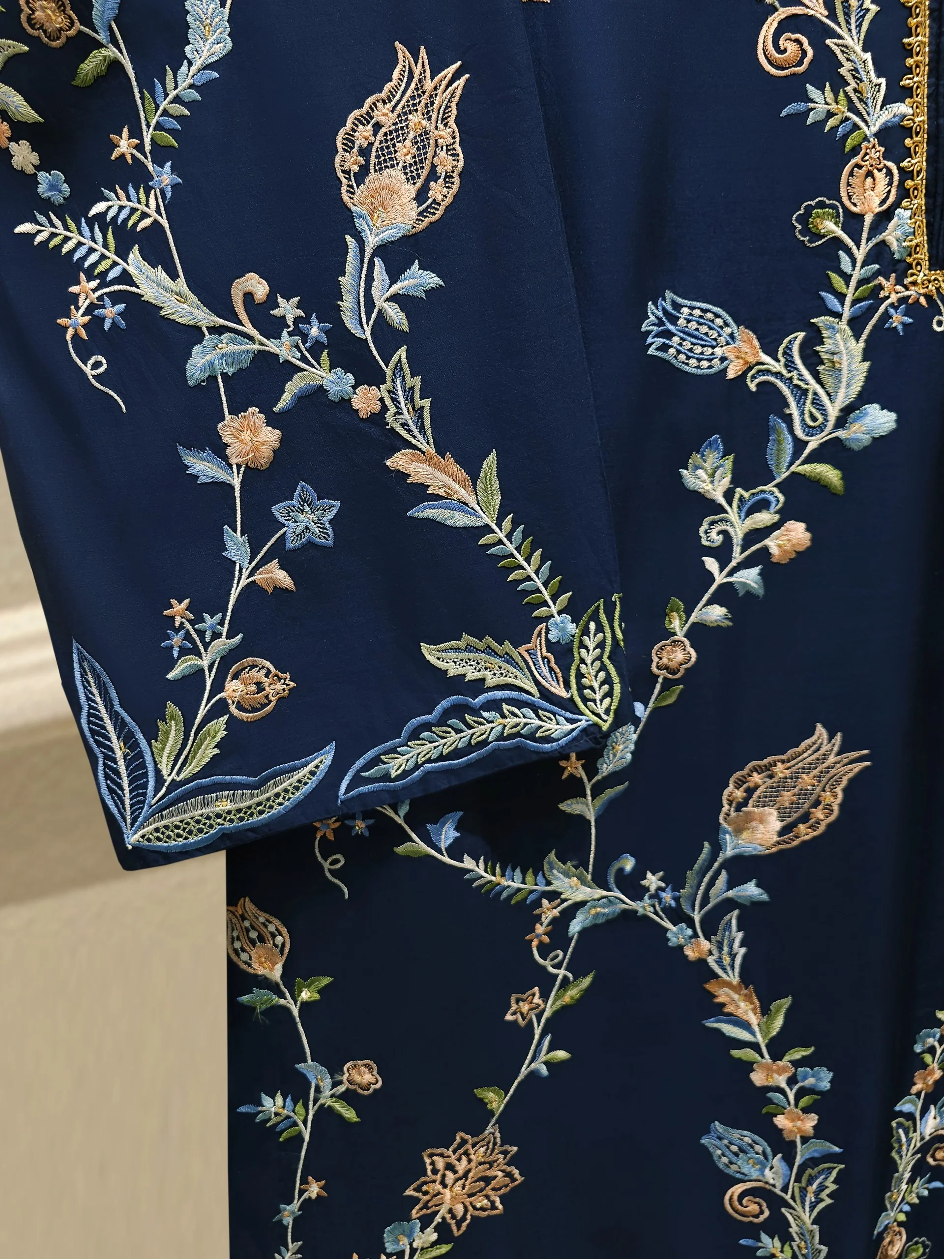 3 Piece- Pure Khadi Silk Embroidered Suit S113446 - Image 3