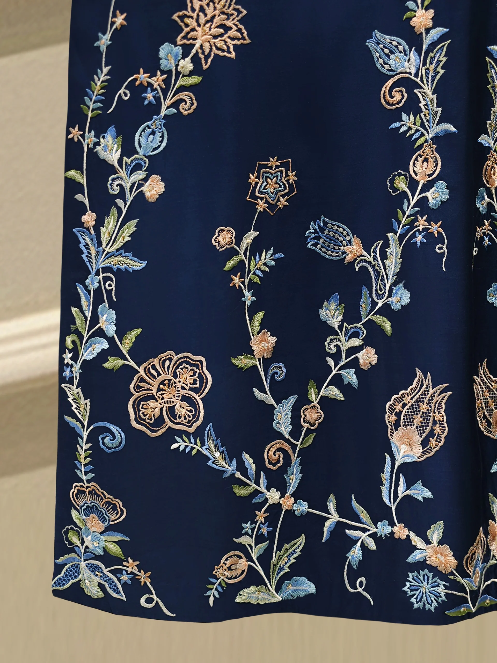 3 Piece- Pure Khadi Silk Embroidered Suit S113446 - Image 4