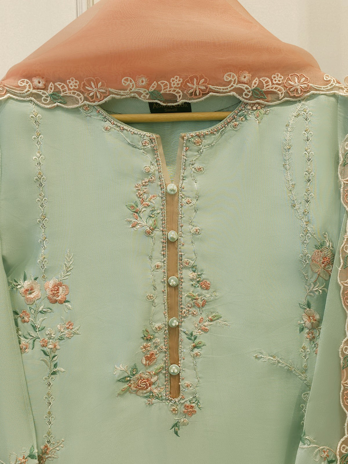 3 Piece- Pure Sheesha Silk Embroidered Suit S113491 - Image 2