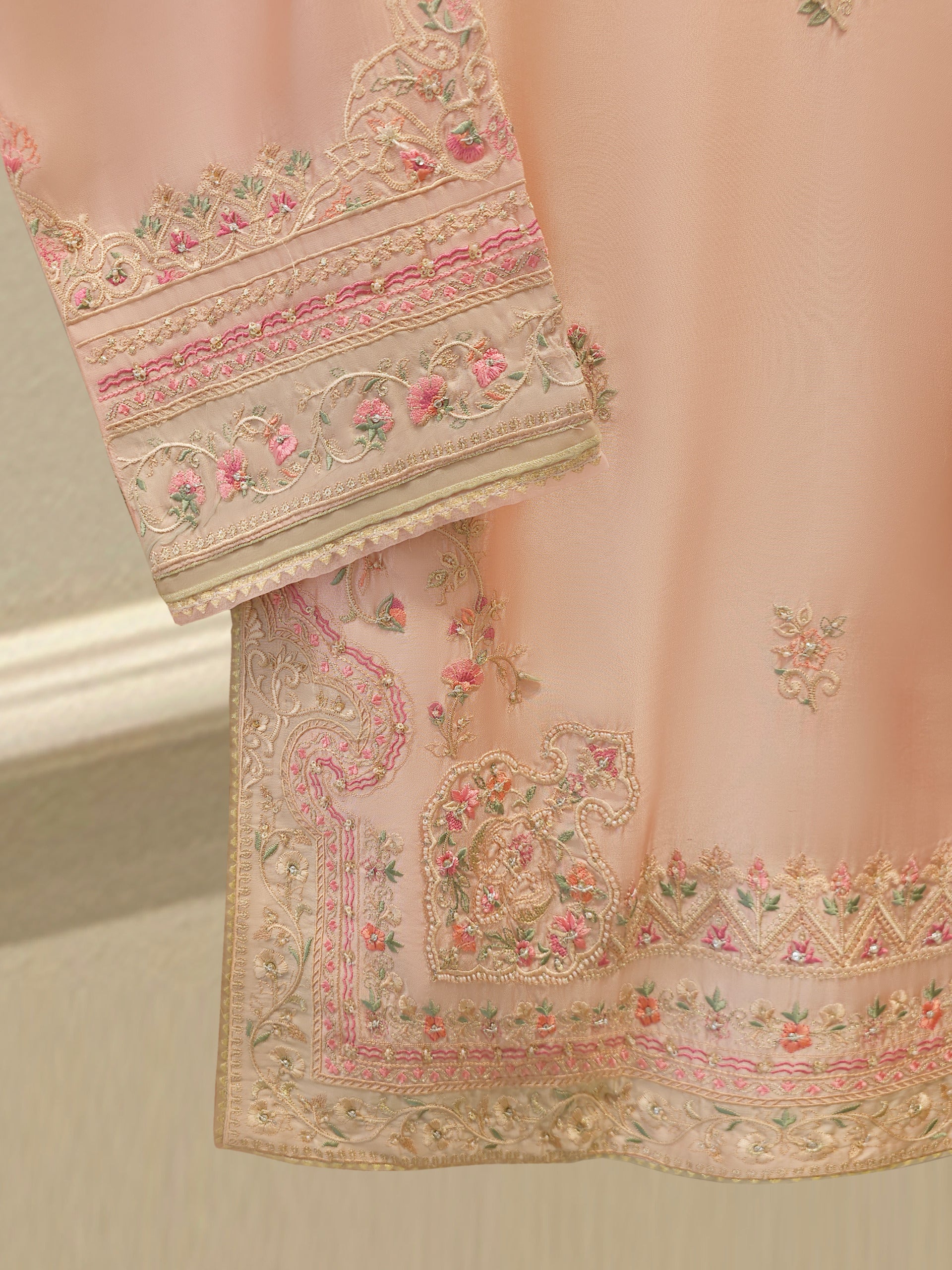 3 Piece- Pure Sheesha Silk Embroidered Suit S113518 - Image 3