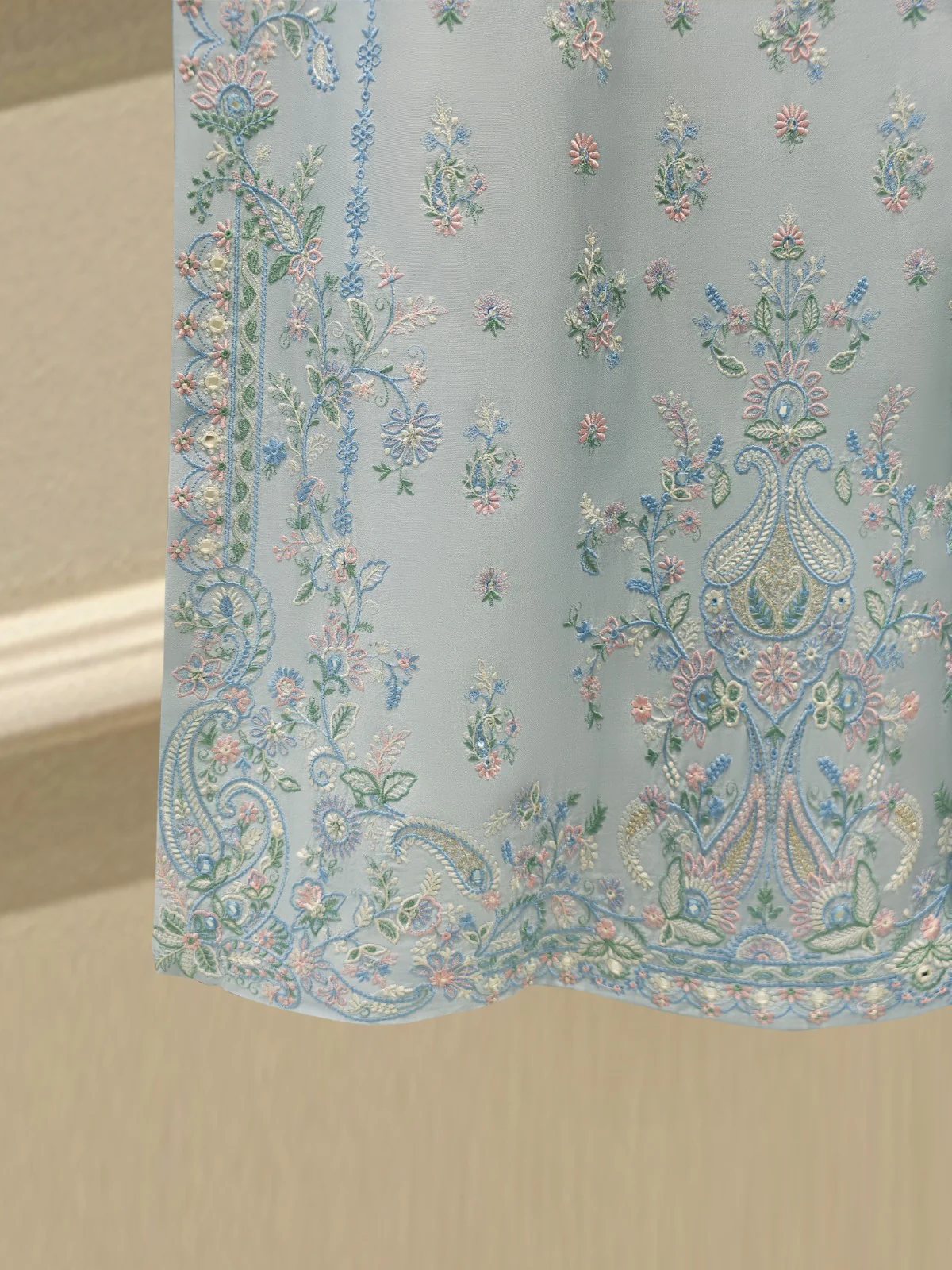 3 Piece- Pure Sheesha Silk Embroidered Suit S113830 - Image 3