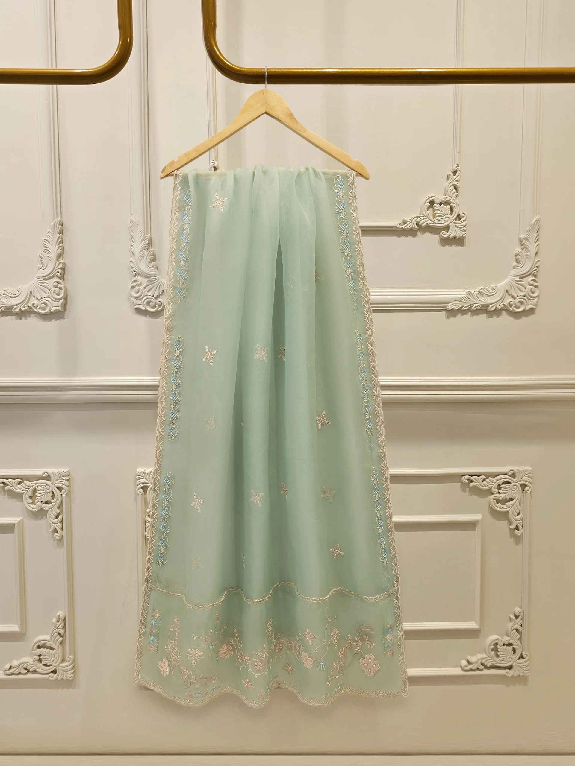 3 Piece- Pure Sheesha Silk Embroidered Suit S114321 - Image 6