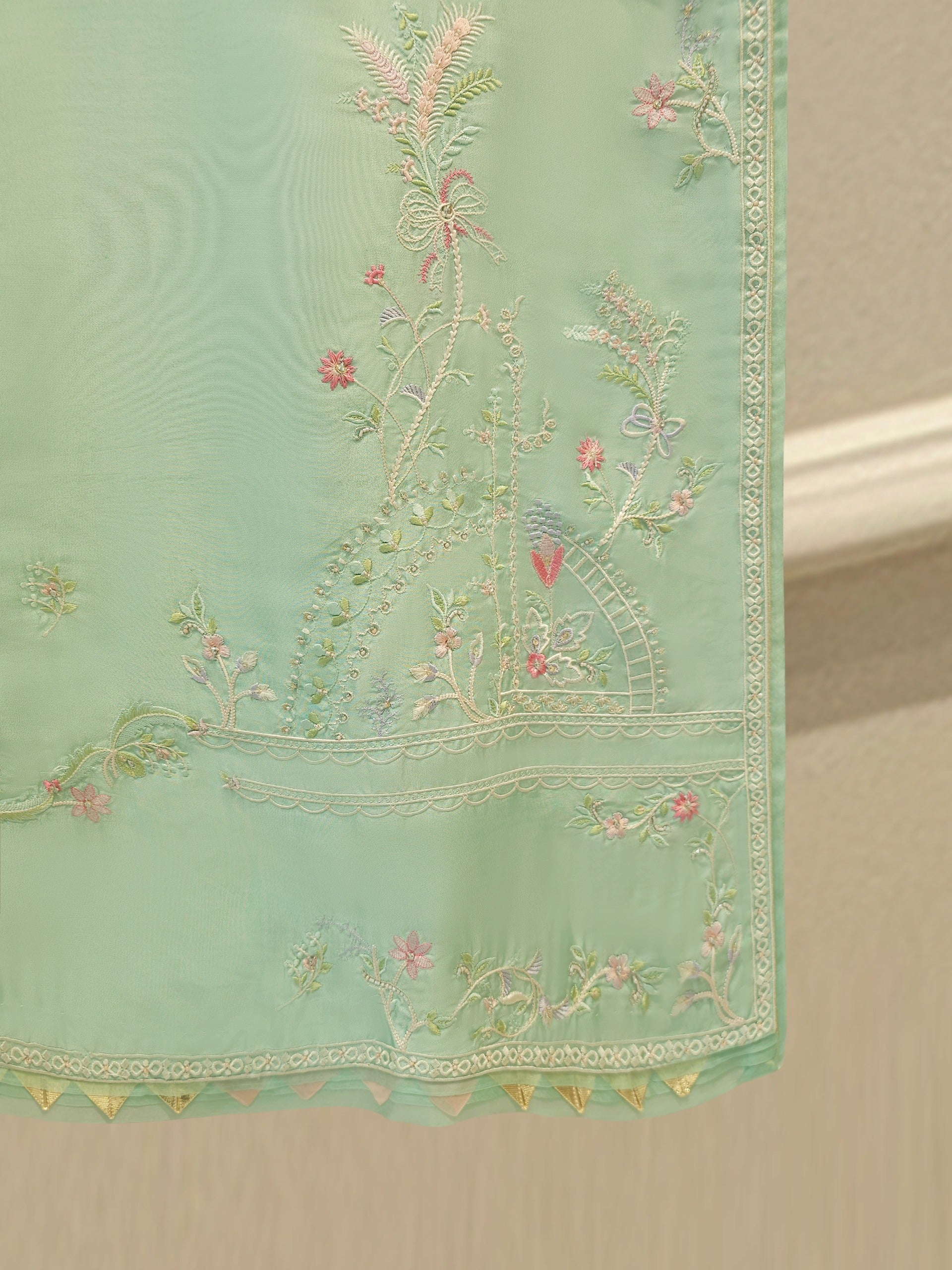 2 Piece- Pure Sheesha Silk Embroidered Suit S114329 - Image 4