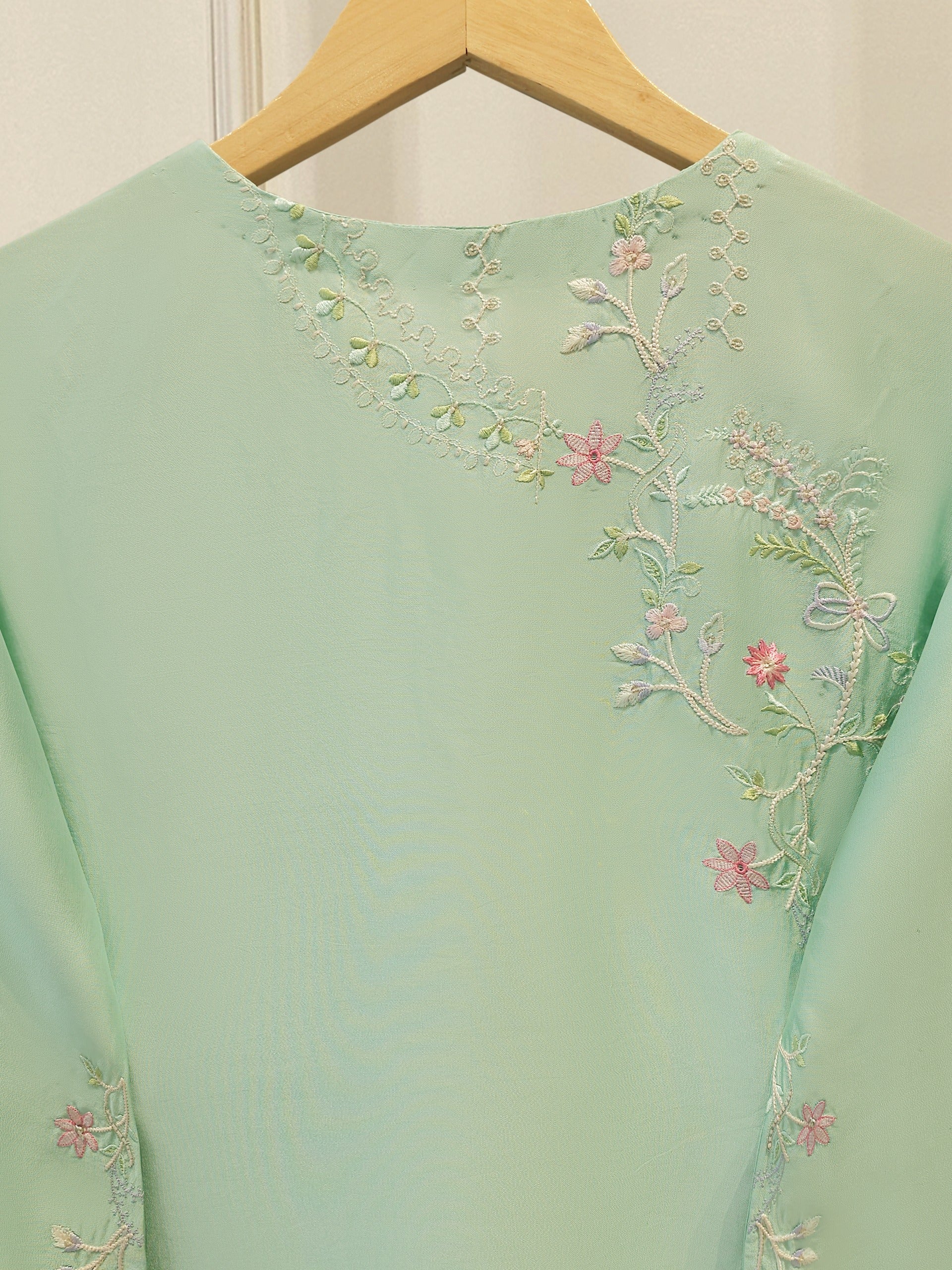 2 Piece- Pure Sheesha Silk Embroidered Suit S114329 - Image 7