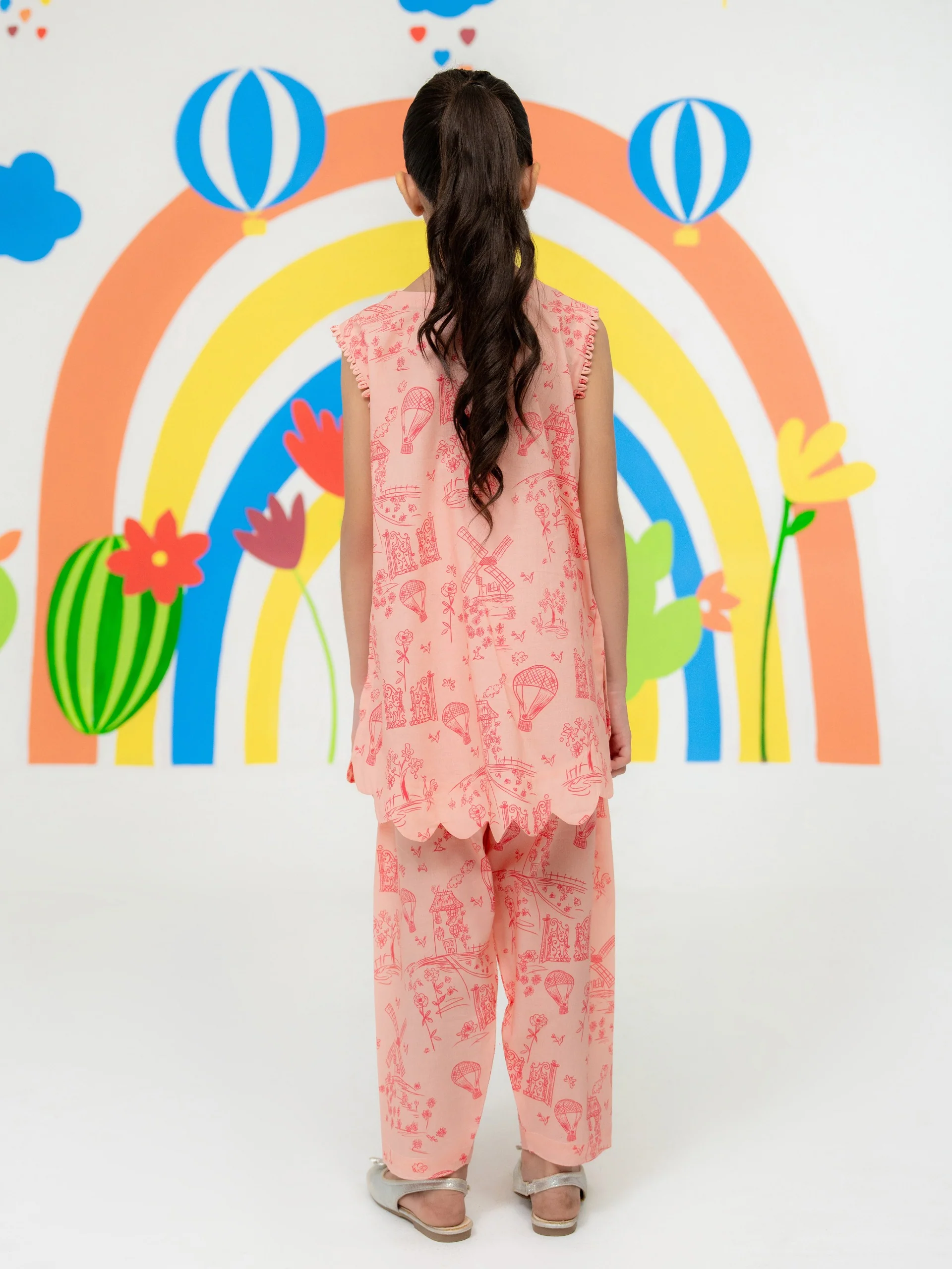 (Kids) - 2 Piece Digital Printed Lawn Suit FKD-038 - Image 3