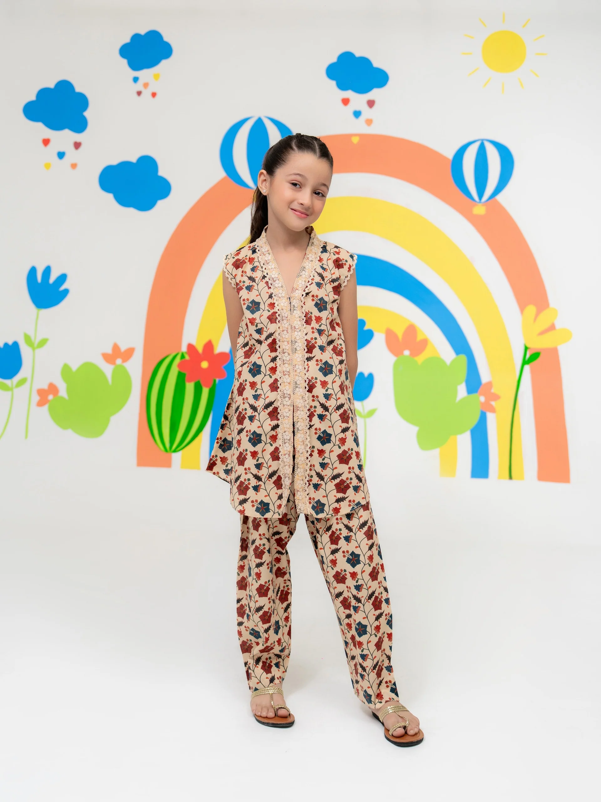 (Kids) - 2 Piece Digital Printed Lawn Suit FKD-067 - Image 3