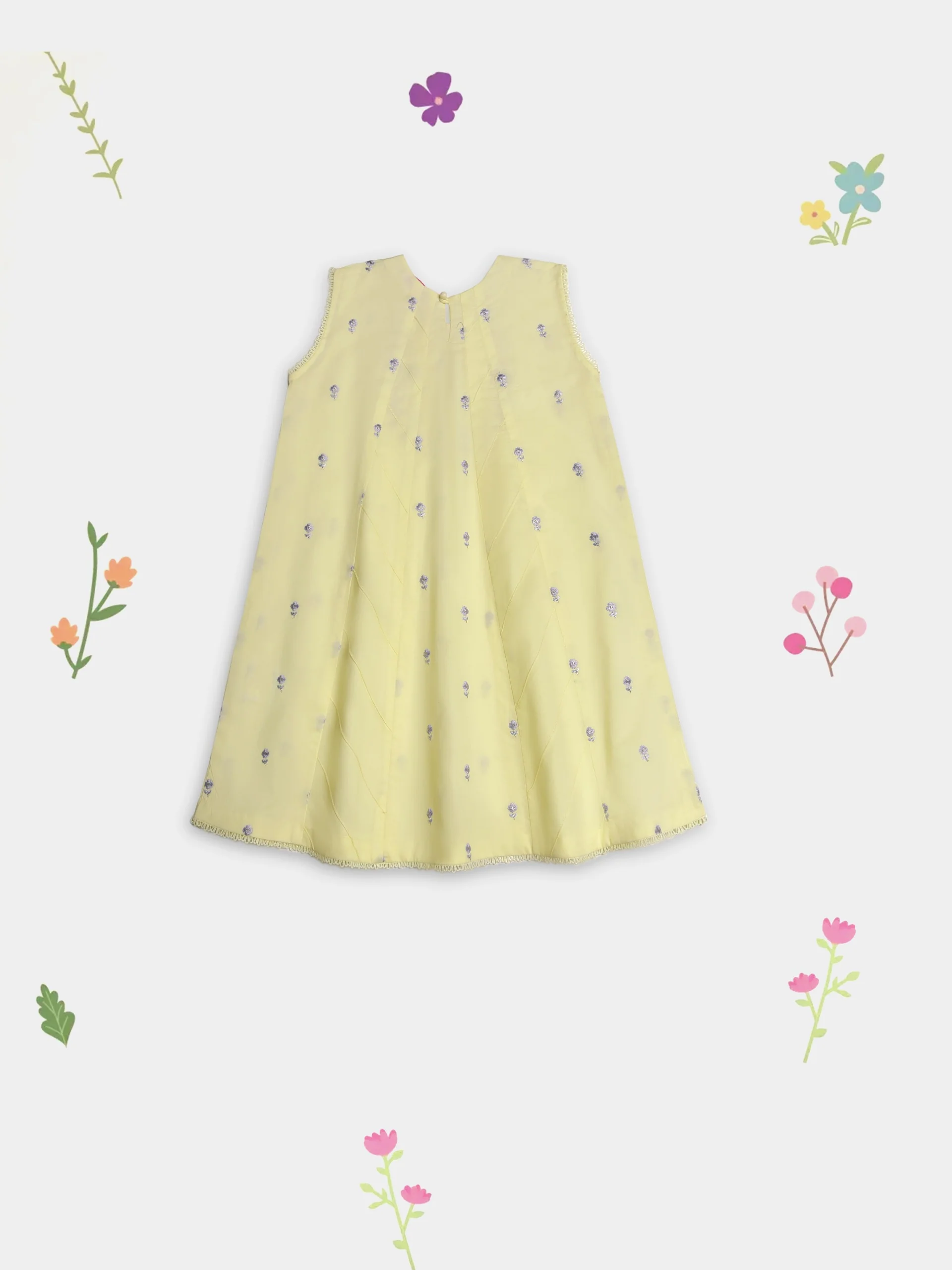 (Kids) 2 Piece - Embroidered Cambric Suit FKD-086 - Image 4