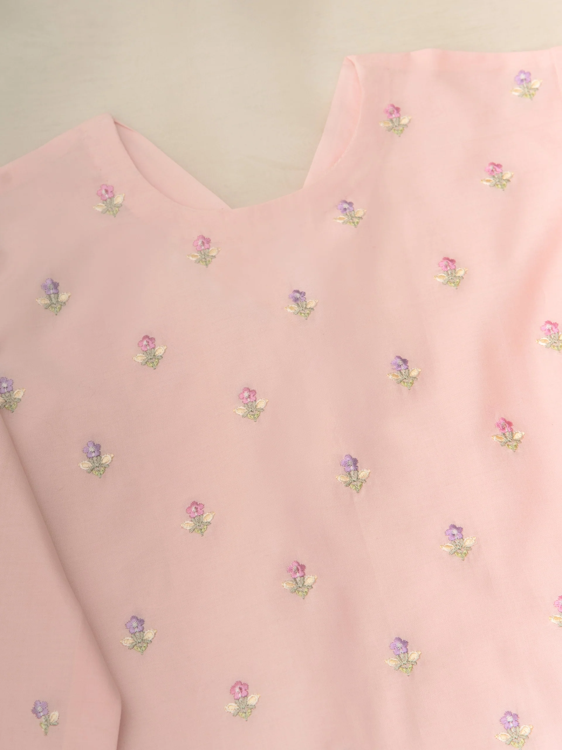 (Kids) 2 Piece - Embroidered Cambric Suit KD-020 - Image 4