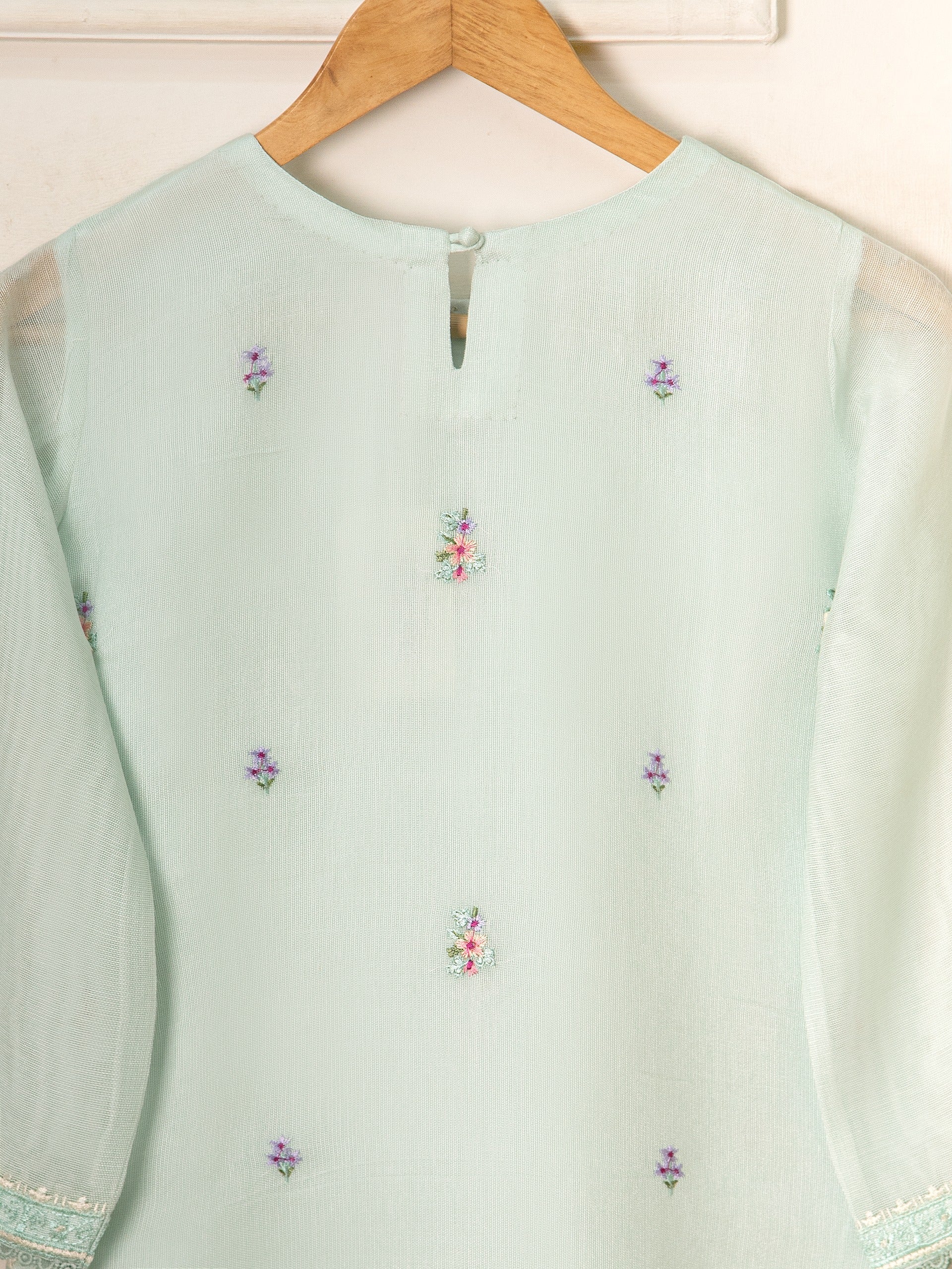 (Kids) 2 Piece - Embroidered Cotton Net Suit KD-018 - Image 5