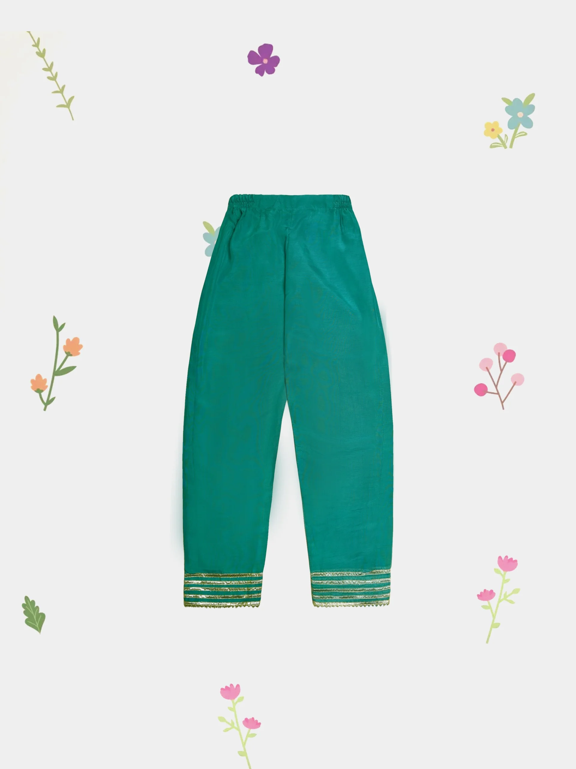 (Kids) 2 Piece - Embroidered Cotton Net Suit KD099 - Image 5