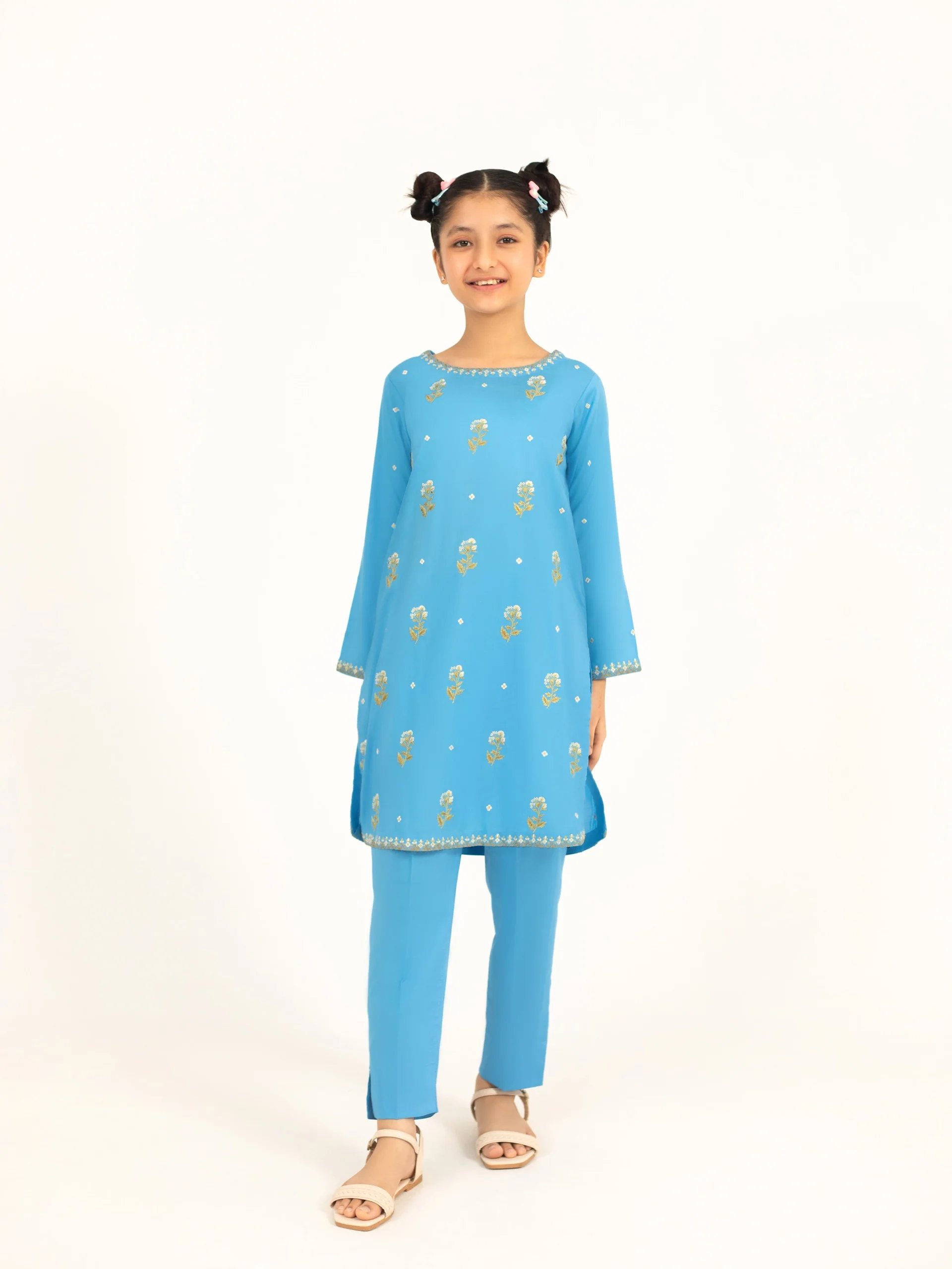 (Kids) 2 Piece - Embroidered Lawn Suit FKD-090 - Image 4
