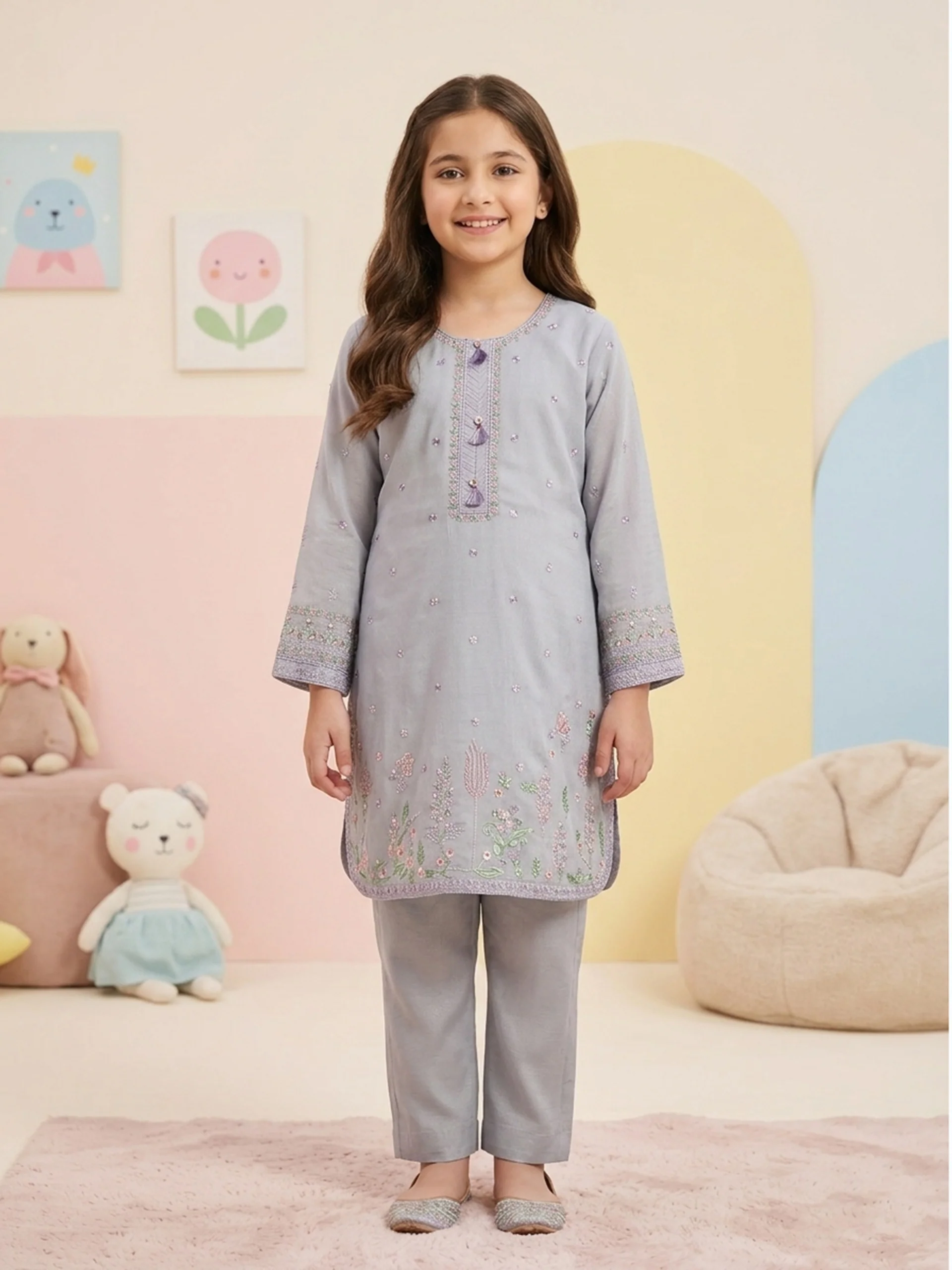 (Kids) 2 Piece - Pure Cotton Net Suit KD-075