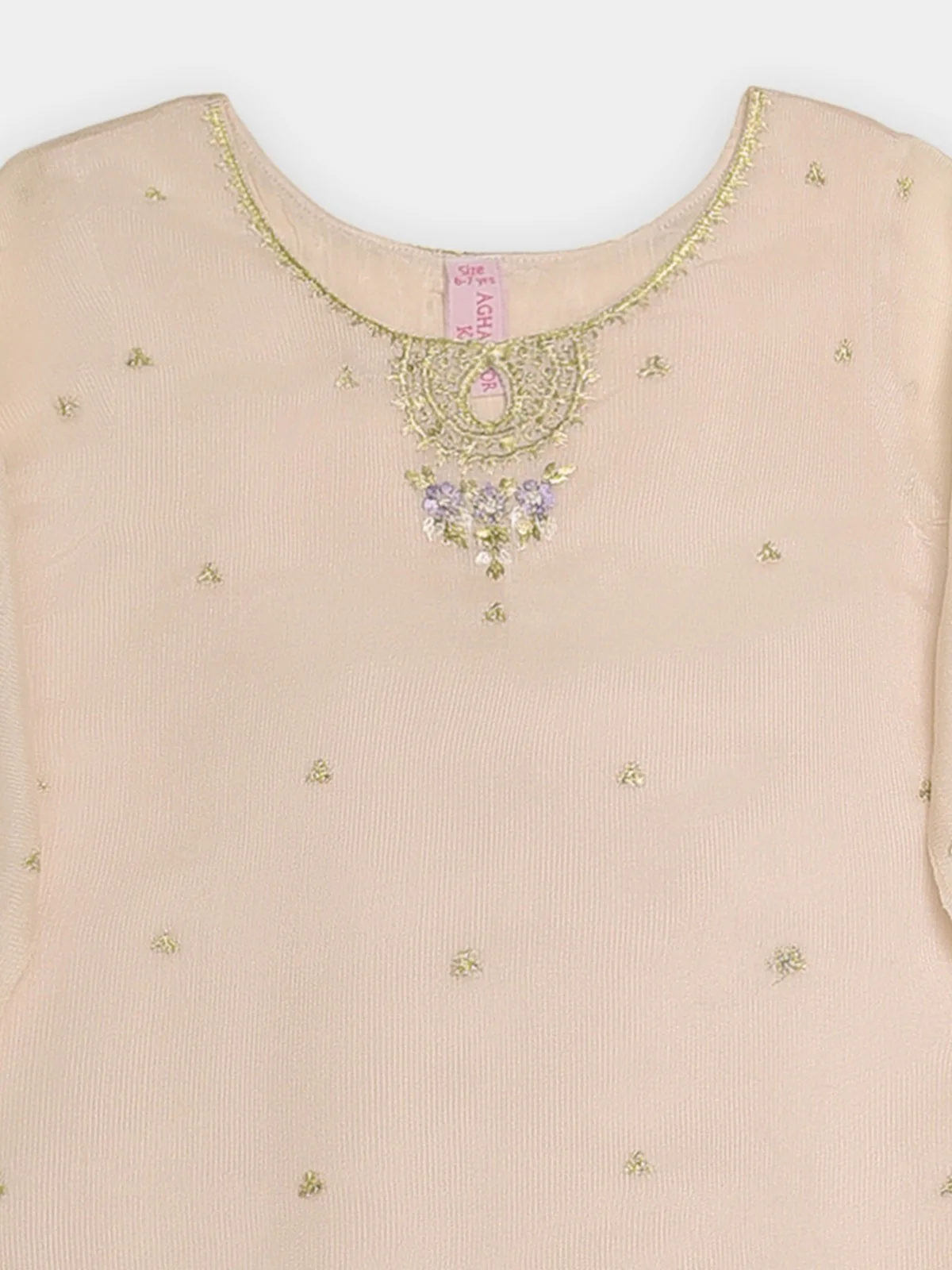 (Kids) 3 Piece - Embroidered Cotton Net Suit BRK-04 - Image 2