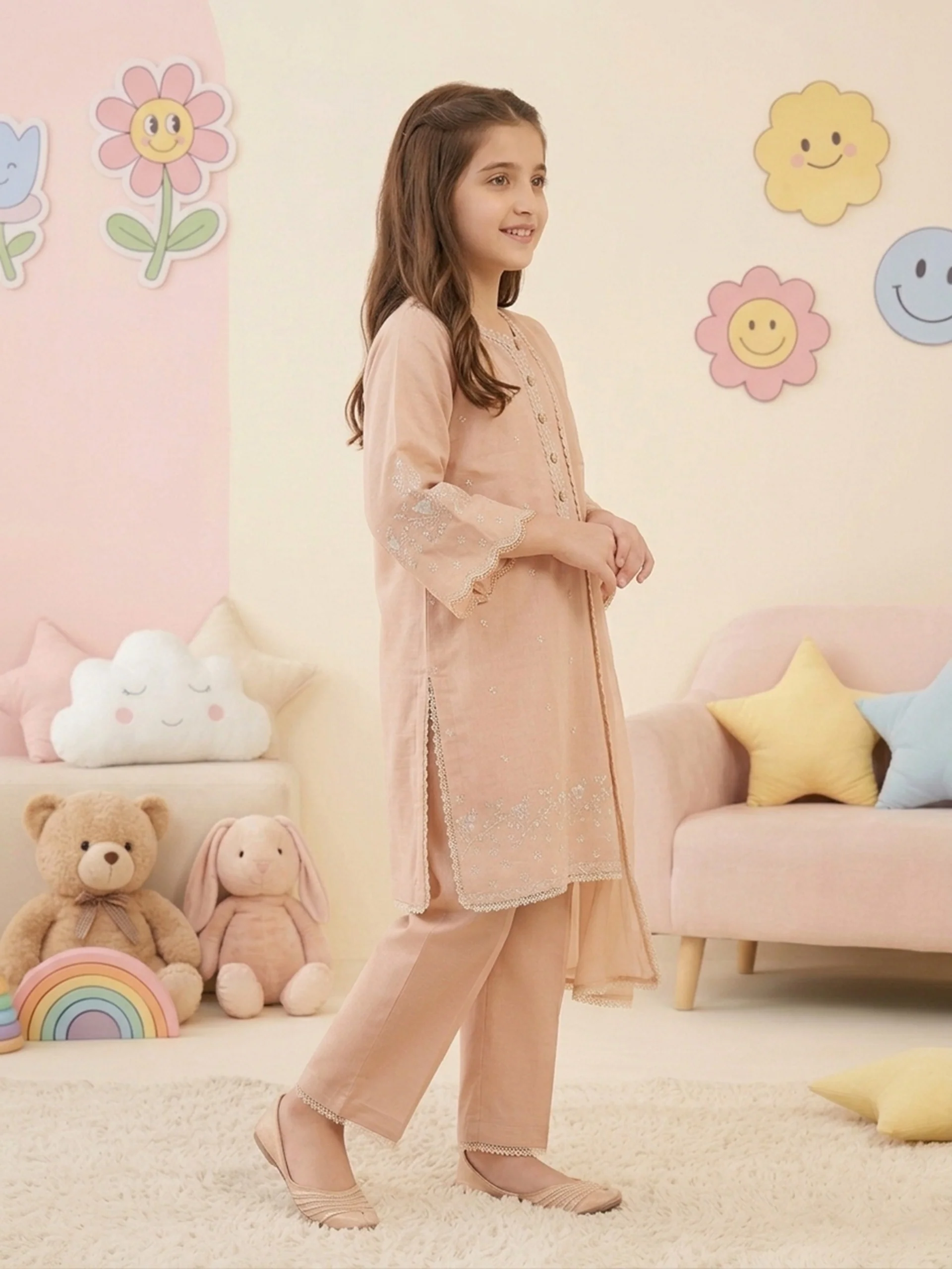 (Kids) 3 Piece - Pure Cotton Net Suit FKD-070