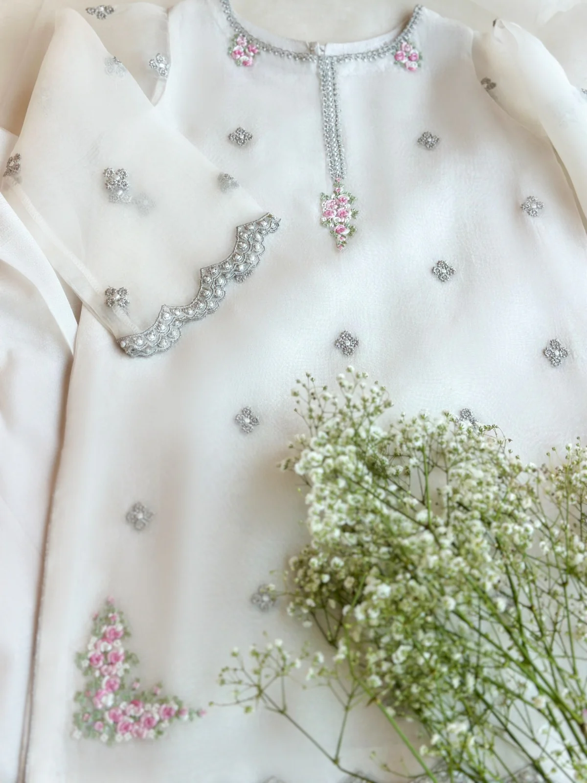 (Kids) 3 Piece - Pure Organza Suit FKD-009 - Image 3